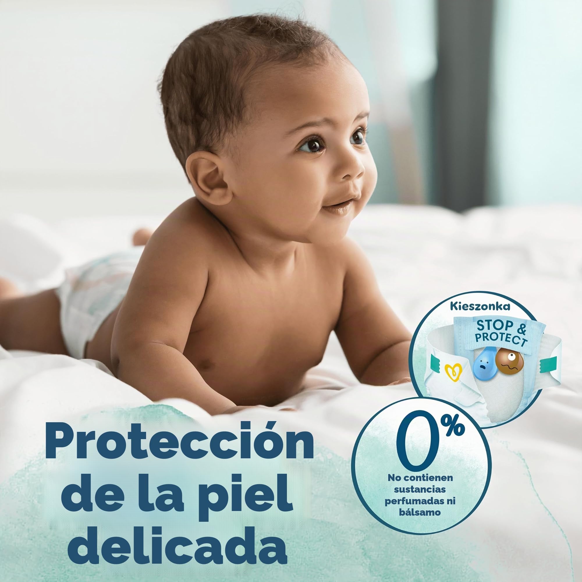 Pampers Pañales para bebé tamaño 2 (4-8 kg) armonía, caja mensual, protección suave de la piel e ingredientes a base de plantas, 204 unidades