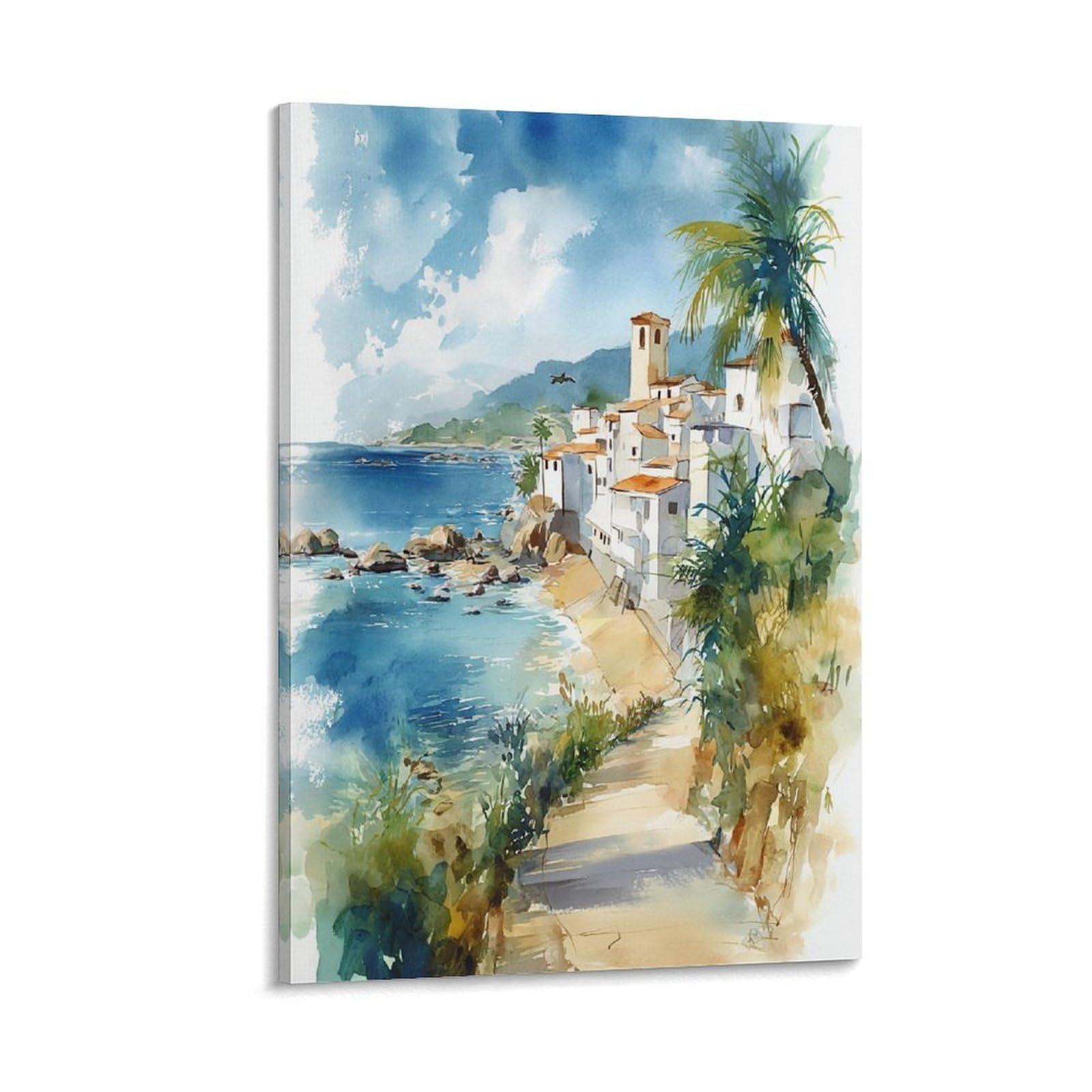 LCYNNH San Juan Puerto Rico 20x30inch(50x75cm) Vintage Travel Poster Watercolor Canvas Art