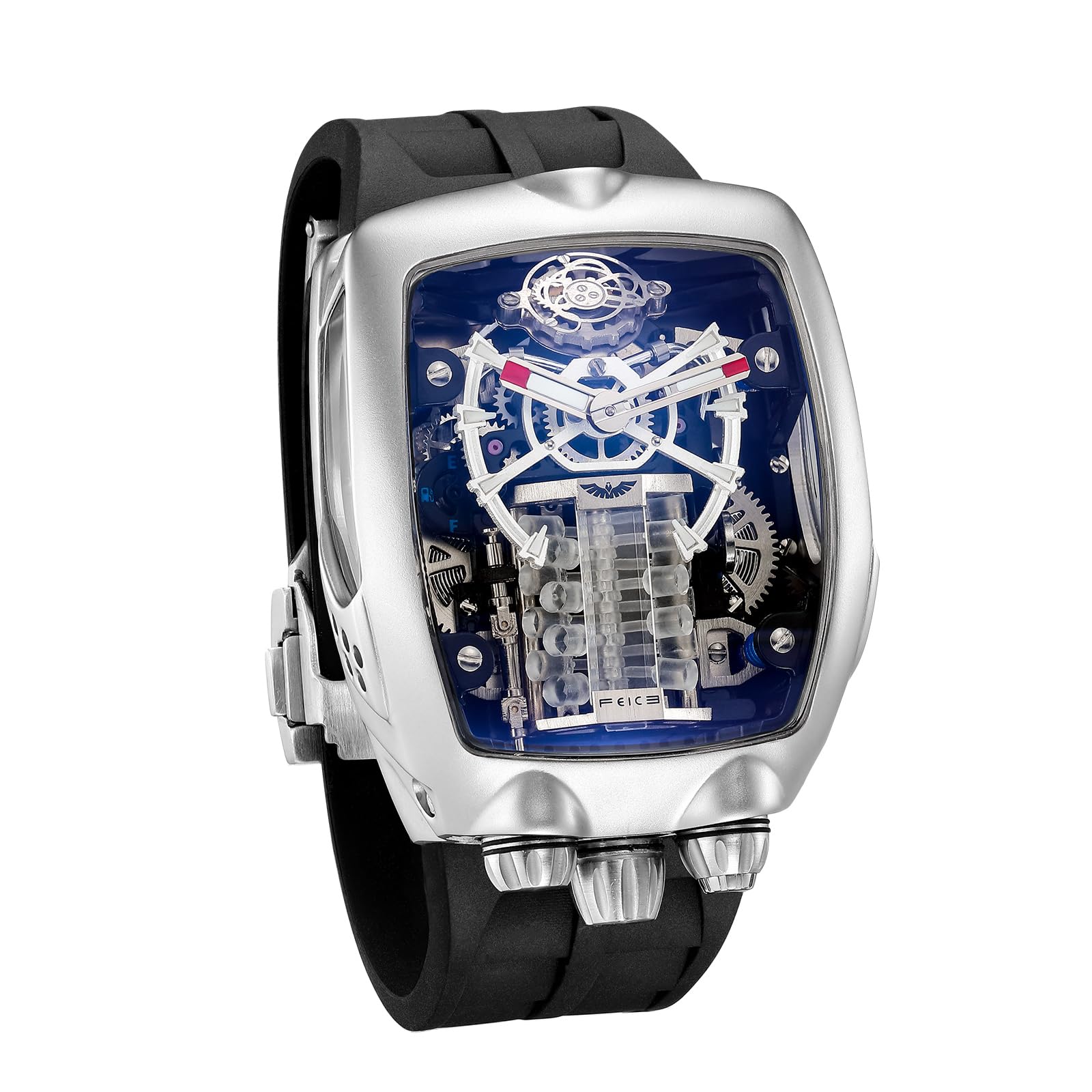 FEICE FM666 Orologio Uomo Scheletro Grande Cassa Orologio Meccanico Orologio Automatico da Uomo Nero