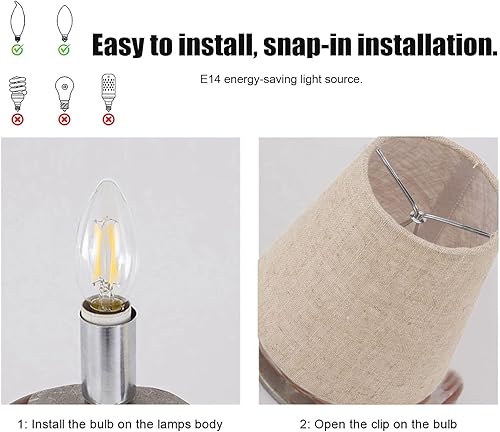 Miniatura 5 de Pantalla de lámpara pequeña, tela de lino con clip en la bombilla pantalla de tela de barril de reemplazo de la cubierta de lámpara, mini pantallas