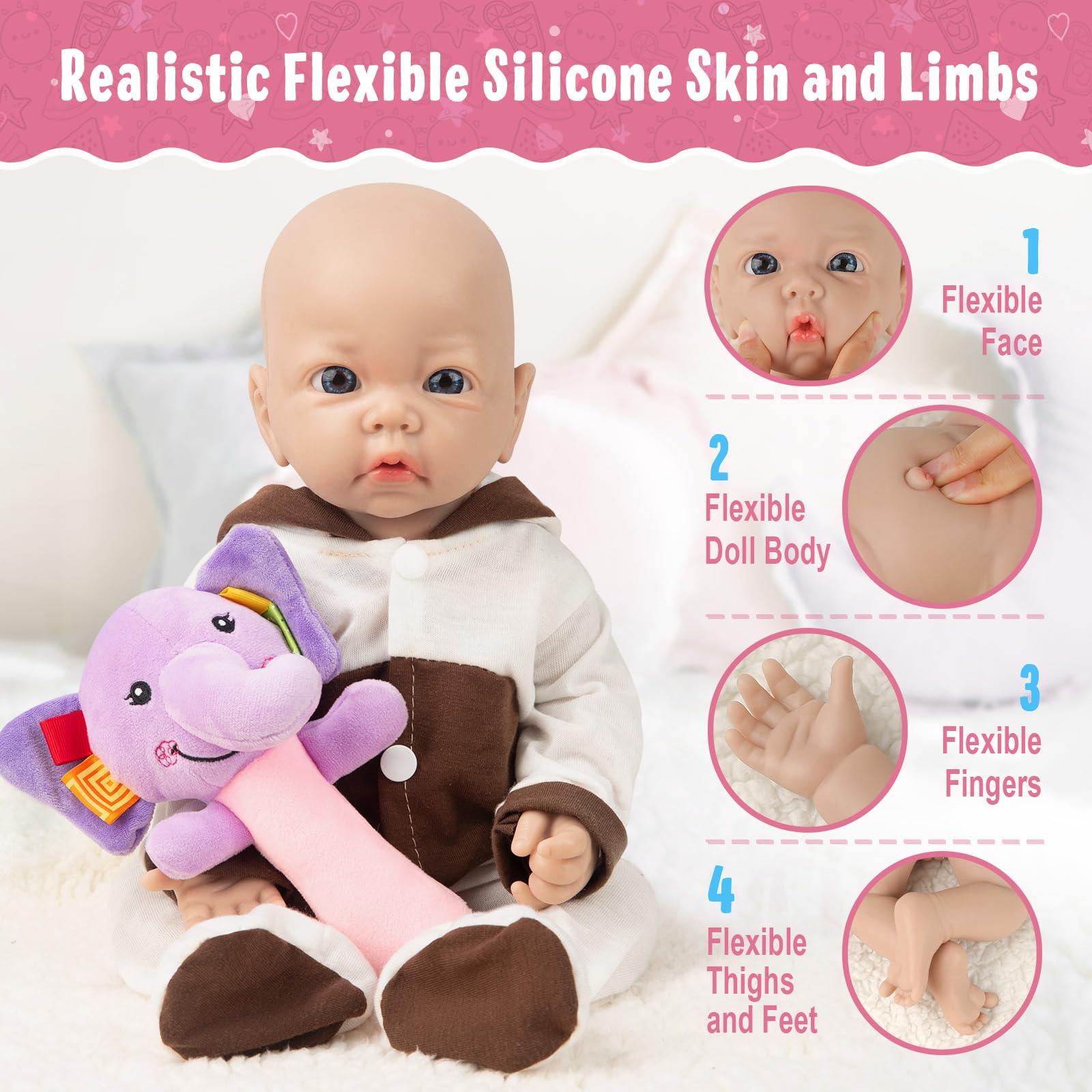 Bambola Neonata In Silicone 40 Cm Con Macchia Unica | Vollence - Regalo Antistress