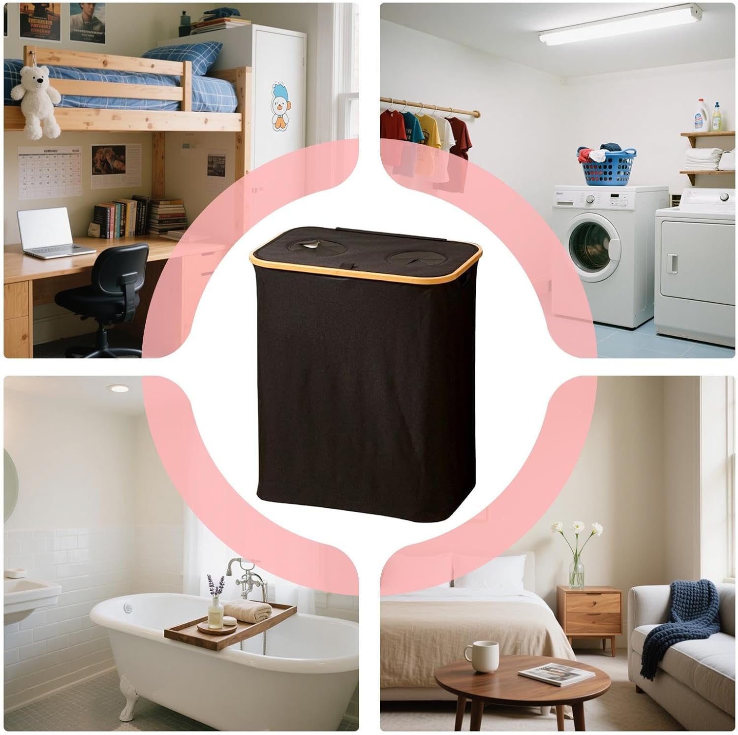 Modern Storage, Oxford Cloth Laundry Bag for Removable Liner, Clothes Laundry Basket Foldable with Easy Carry Function, Organizer for Home, Dormitory, Camping, 22.44 inches