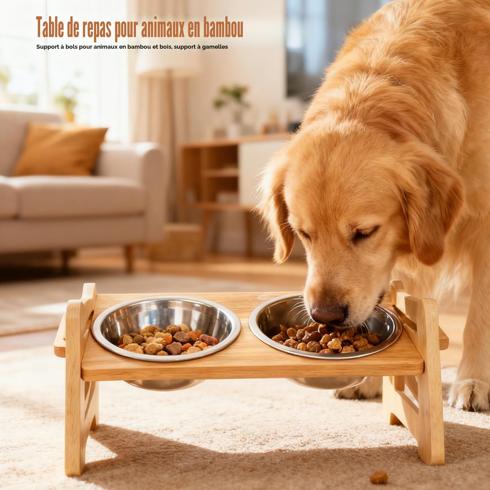 Gamelle pour chien surélevée avec support, hauteur réglable, hauteur réglable avec 2 bols en acier inoxydable, bol surélevé pour chiens et chats de petite taille
