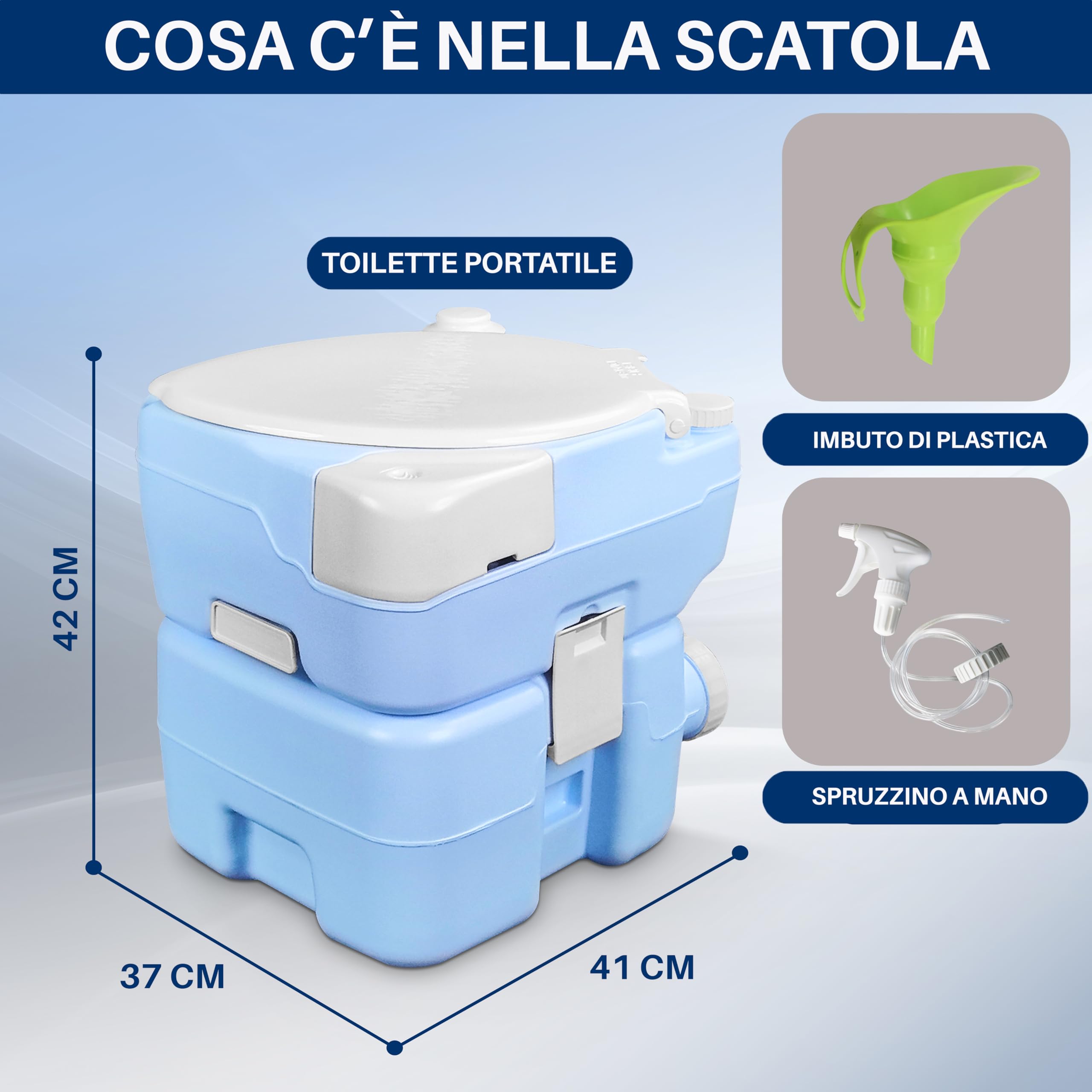 SereneLife WC Portatile da Campeggio e Escursioni 20 Litri, 120 Scarichi, Impermeabile, WC da Viaggio in PE Resistente, Serbatoio Rimovibile, Spruzzatore e Porta Telefono