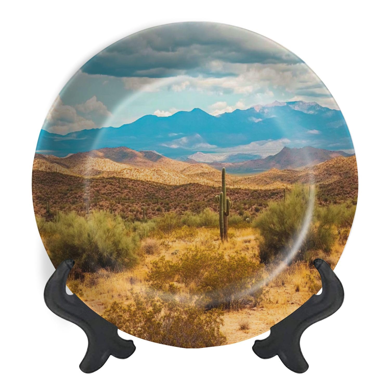 Decorative Plates for Display Desert landscape view Gift Plates Ceramic Collections Plates Hanging Artwork for Living Dining Room Kitchen Souvenir