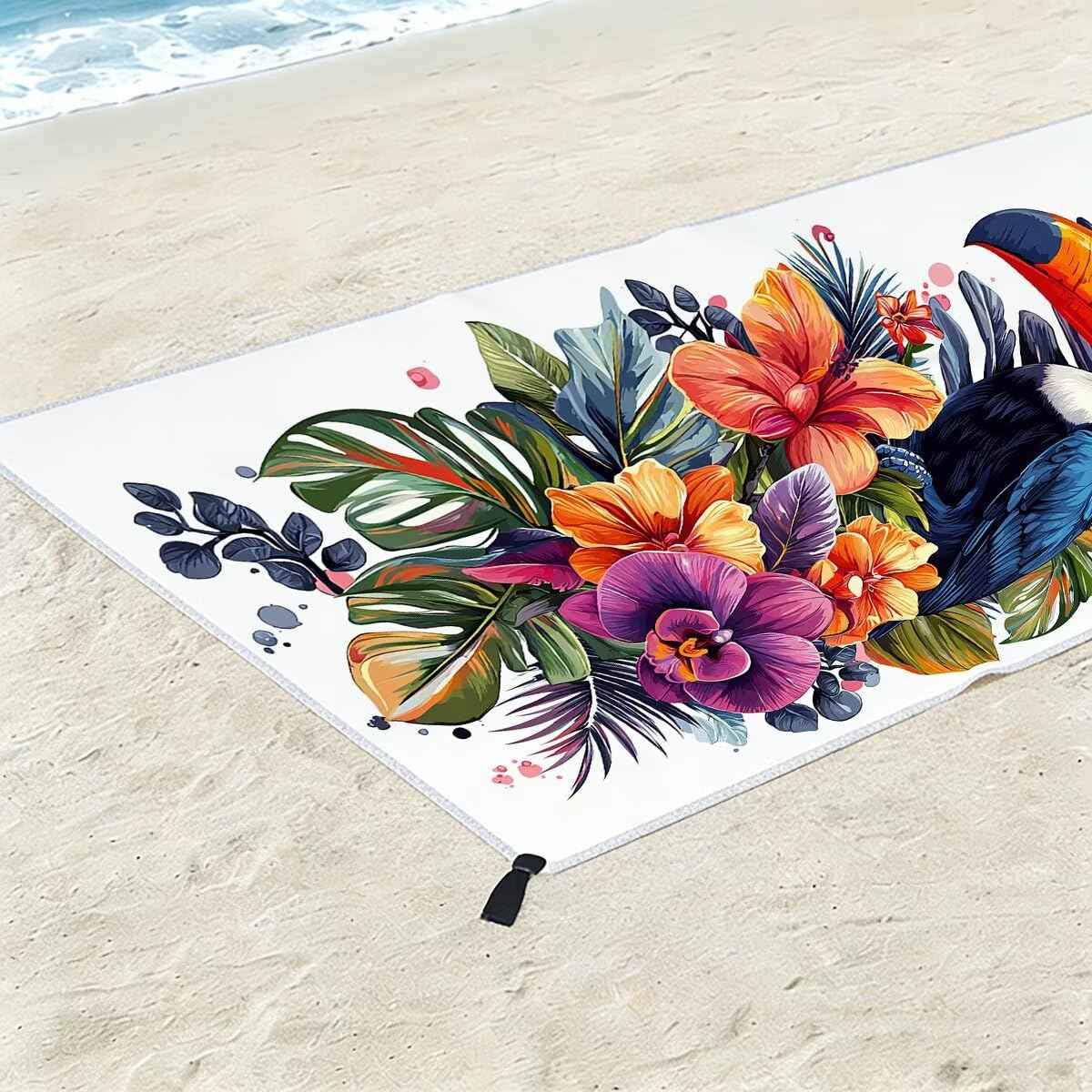 Ręcznik plażowy z mikrofibry, duży ręcznik kąpielowy 100 x 220 cm, zestaw 2 szt. szybkoschnących prześcieradeł kąpielowych dla ptaków, odporne na piasek ręczniki plażowe z mikrofibry do podróży