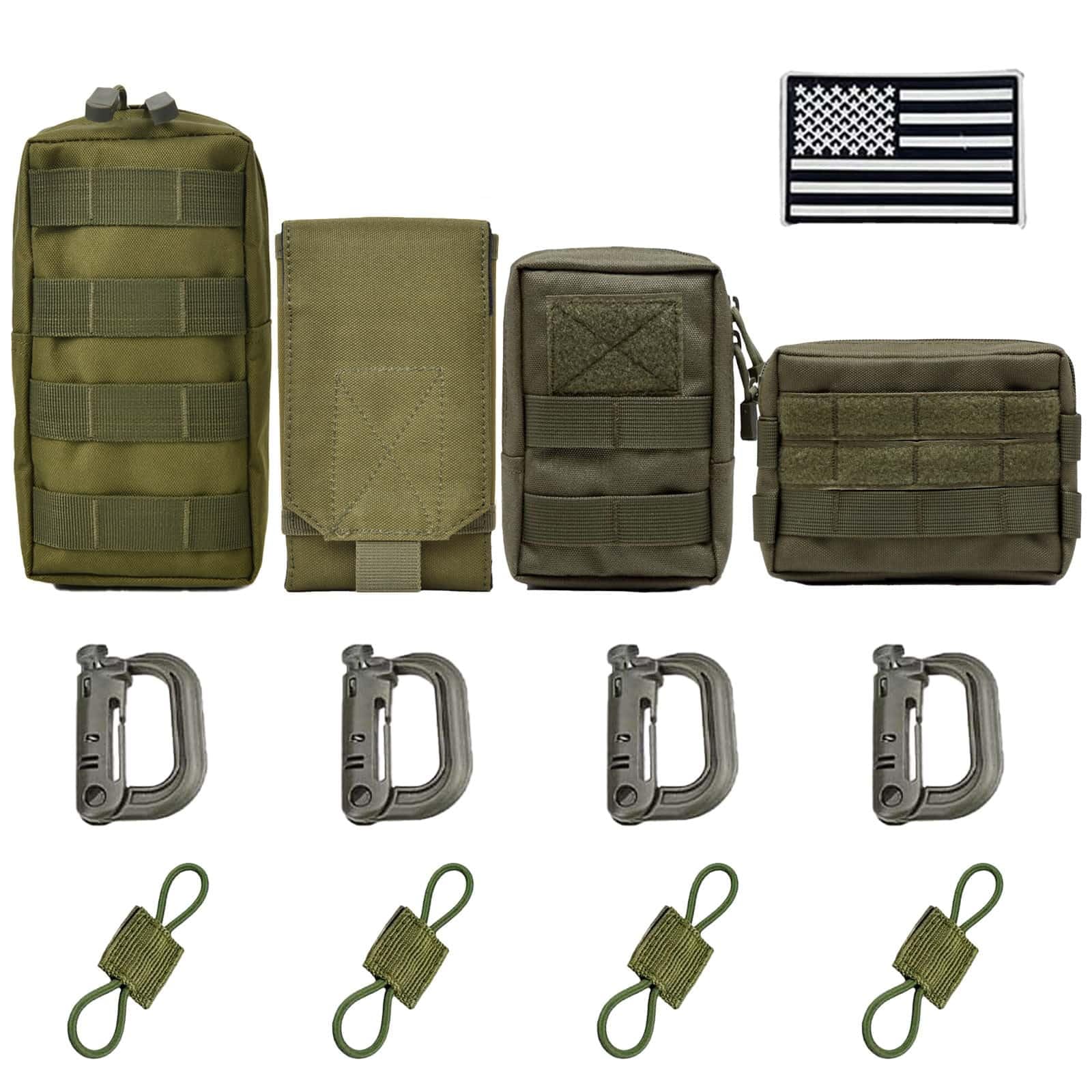 LUYEJKO 4 Pack Tactical Molle Pouches,Molle Backpack Attachments,Small Tactical Pouch for Backpack