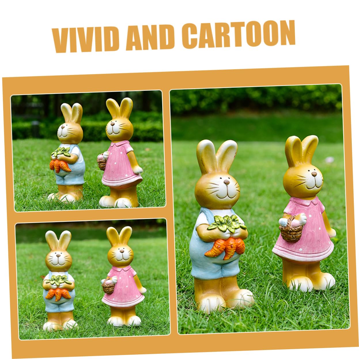 OUNONA 2pièces Statue De Lapin De Jardin Figurine Animal Décorative pour Cour Et Jardin Petite Statue De Lapin pour Micro-Paysage