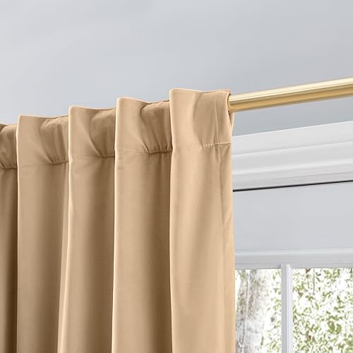 Miniatura 2 de Ricardo Panel de amarre de terciopelo de alta calidad con bolsillo para barra, 50 pulgadas de ancho x 63 pulgadas de largo, champán, bolsillo