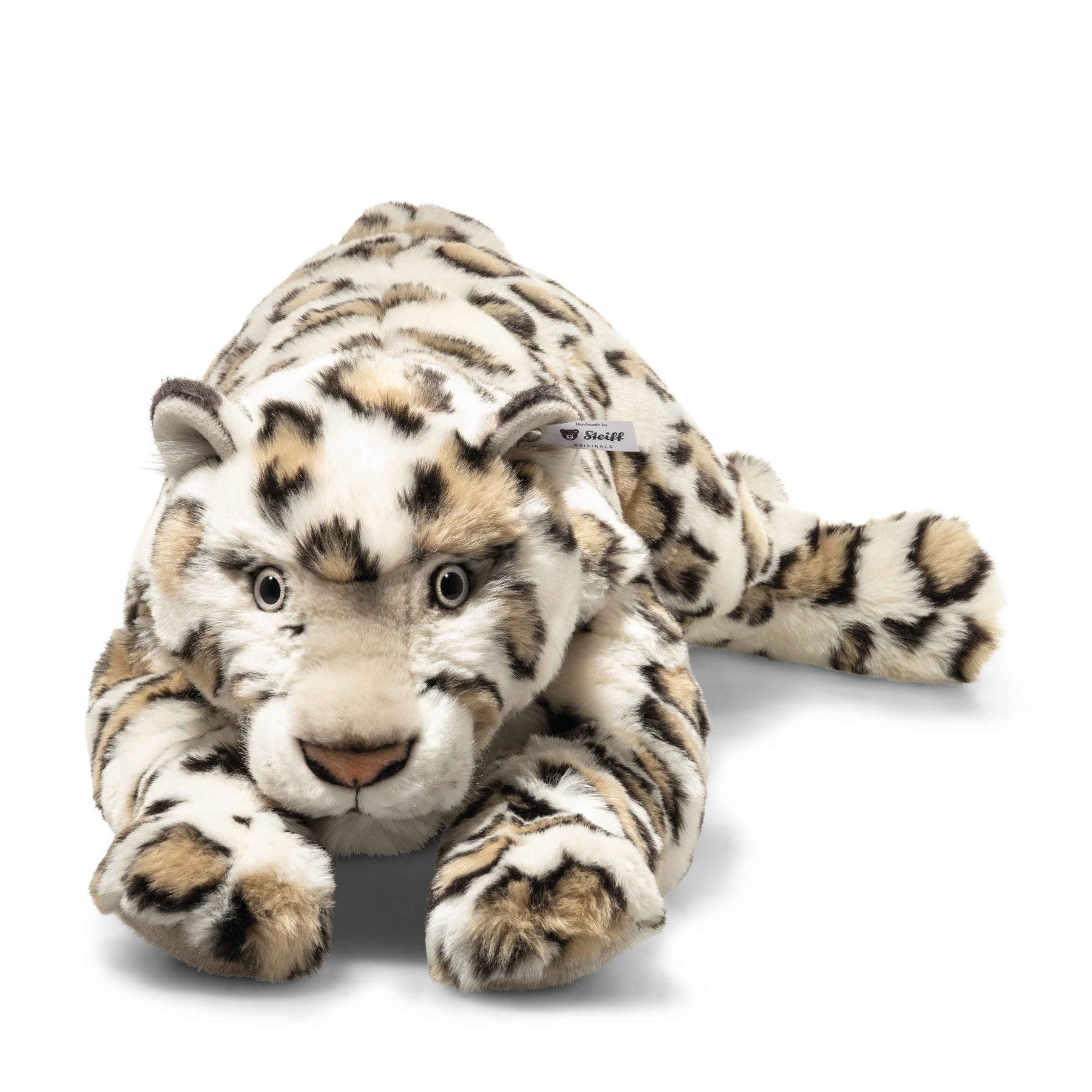 Steiff Parddy lampart śnieżny 55 cm, kremowy, w plamy, realistyczna przytulanka z cętkowanym futrem, z przytulnego pluszu, miękka i ruchoma, można prać w pralce