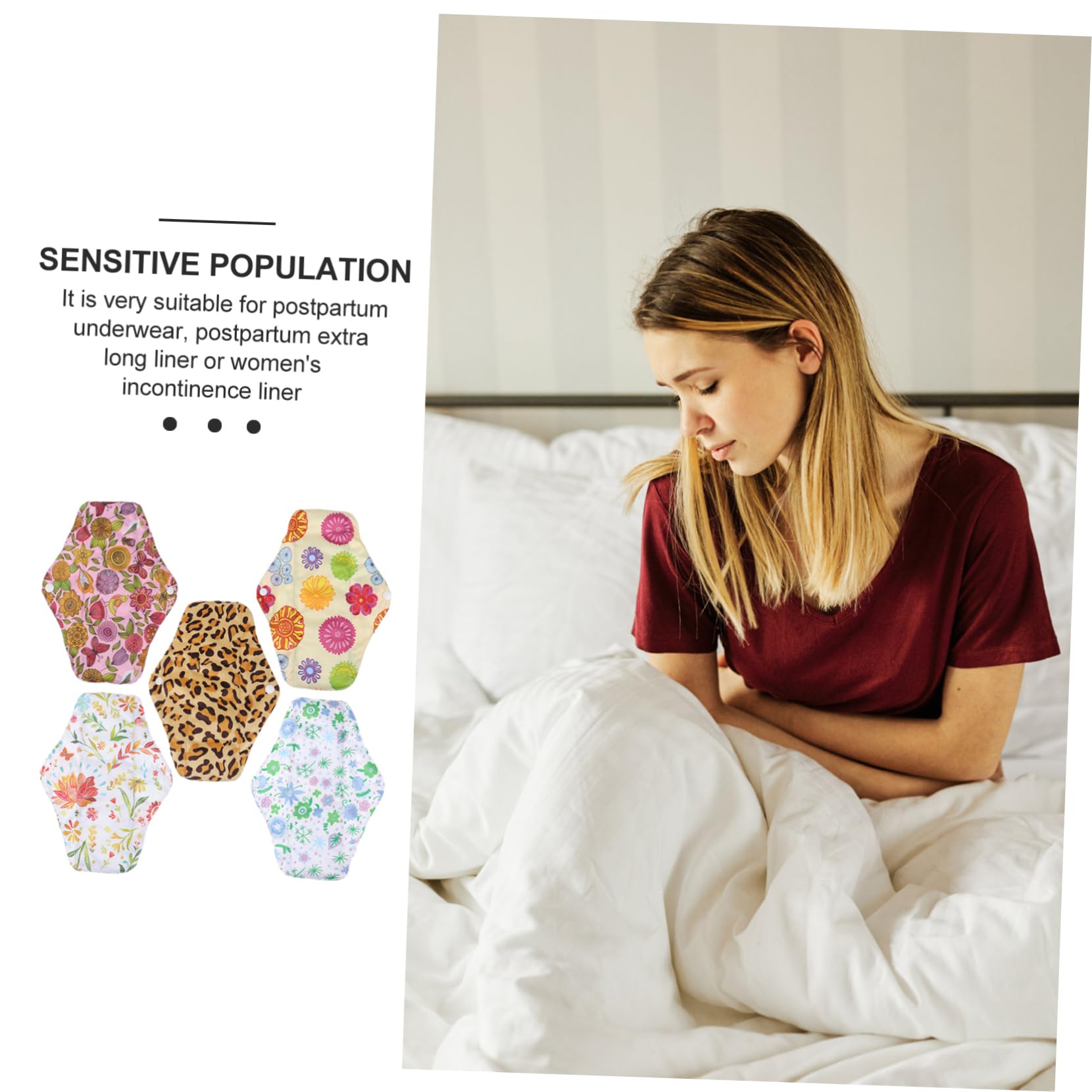 GLEAVI 10piezas Toallas Sanitarias Reutilizables Lavables Para Mujer Compresas Portátiles Capa Absorbente De Mediano Para y Abundante