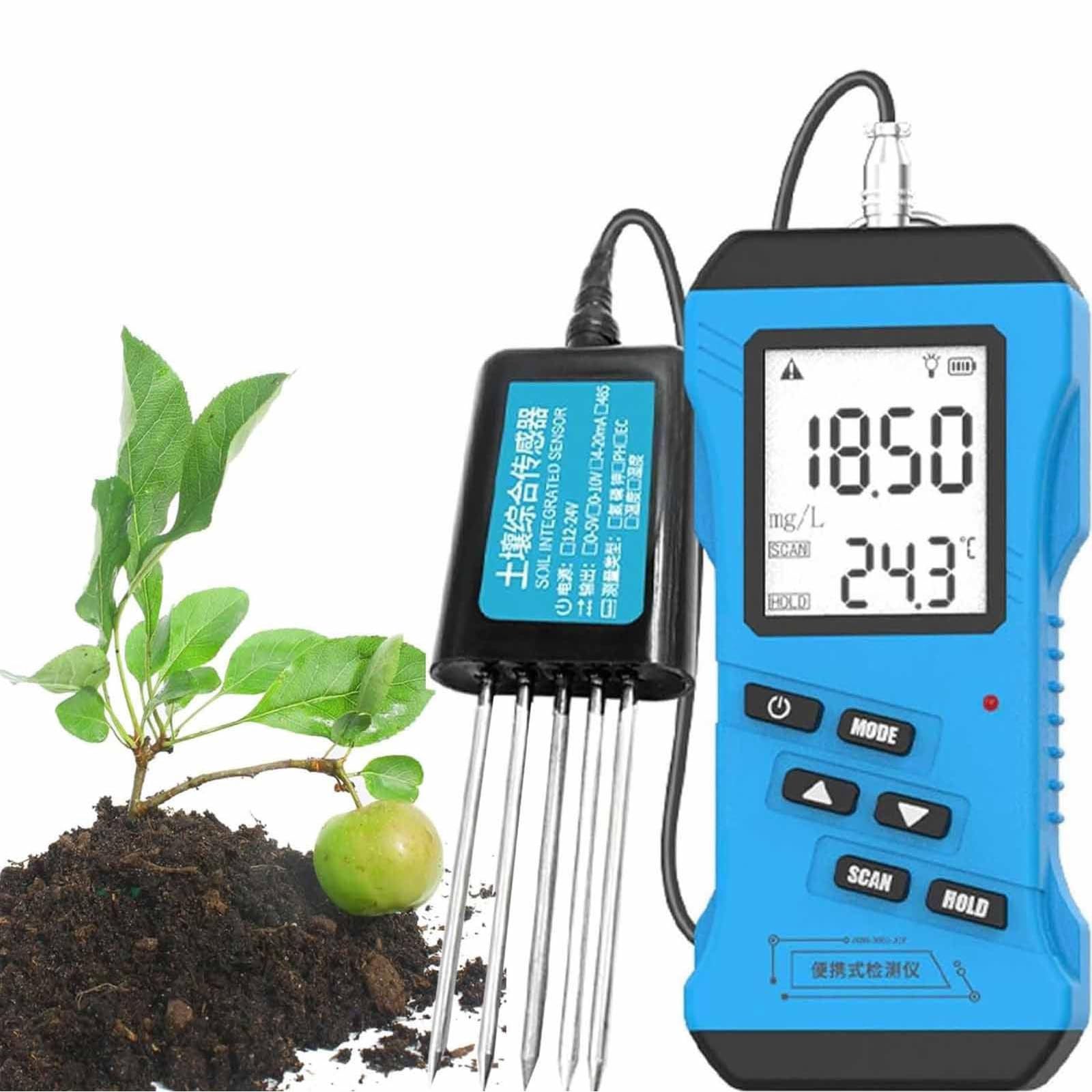 JIADUOFU Multifunctional 7 in 1 soil tester, nitrogen, phosphorus, potassium npk tester, ph, moisture, nutrient conductivity, ec meter,high accuracy digital sensitive,soil fertility test