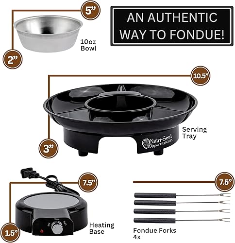 Miniatura 6 de Dippin' Delights - Juego eléctrico de olla para fondue de alta calidad, juego de fondue de chocolate perfecto para fiestas, regalos y citas