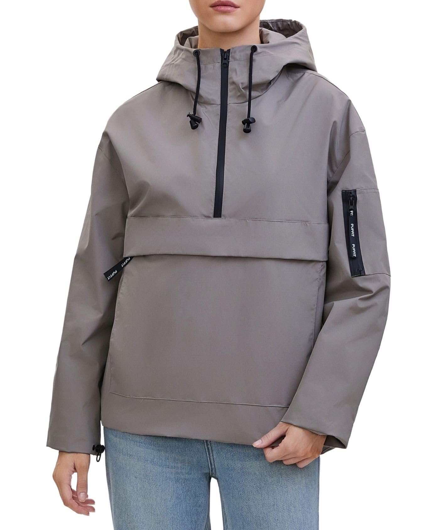 PUFFIT Anorak - Chaqueta impermeable ligera con capucha para mujer, resistente al agua, con capucha, perfecta para acampar y viajar