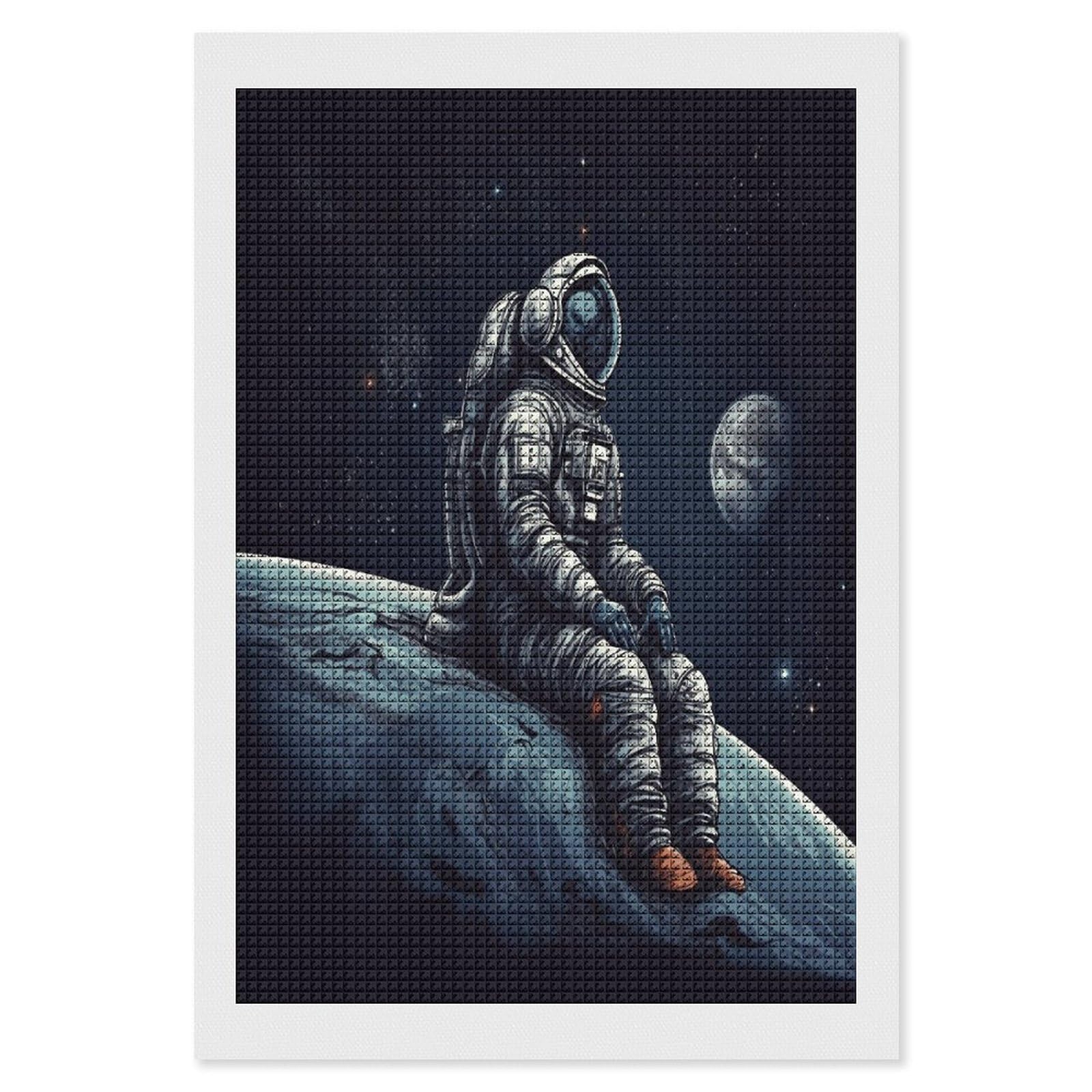 FodPand Astronaut Space Diamond Painting Kit for Beginner Fun 5D DIY Crafts for Adults Diamond Art Kits Square Diamond Art Canvas Painting Gem Art Crafts for Home Wall Decor 8"x12"