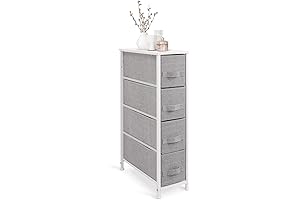 mDesign 4-Drawer Narrow Dresser Storage Tower in Light Grey