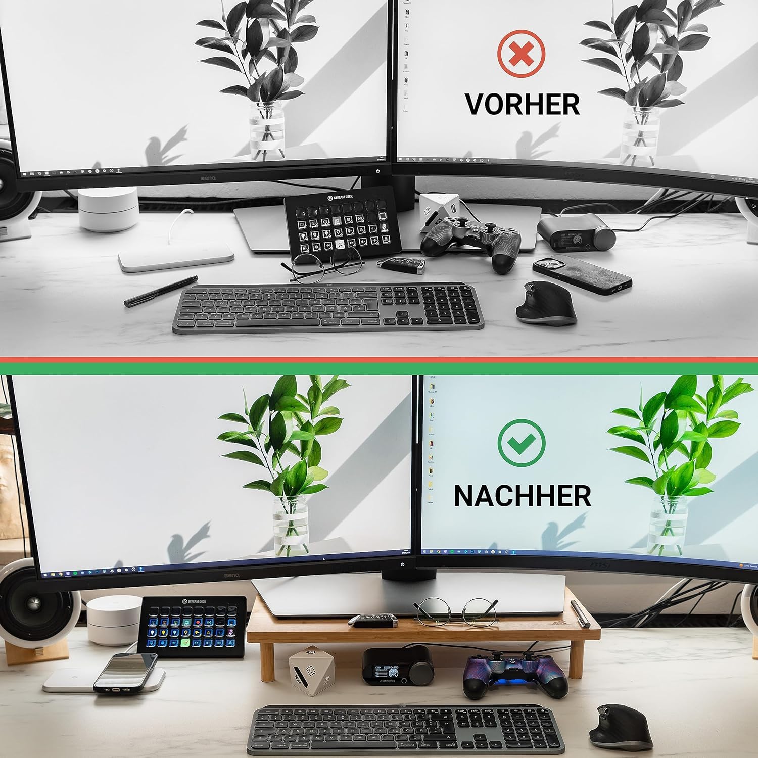 Monitorständer Bambus - Monitor Stand - Bildschirmerhöhung Monitorerhöhung | MY FAT GORILLA Monitorständer Bambus – Bildschirmerhöhung Monitorerhöhung 56x27x9,50 cm – Monitor Stand Wood Riser