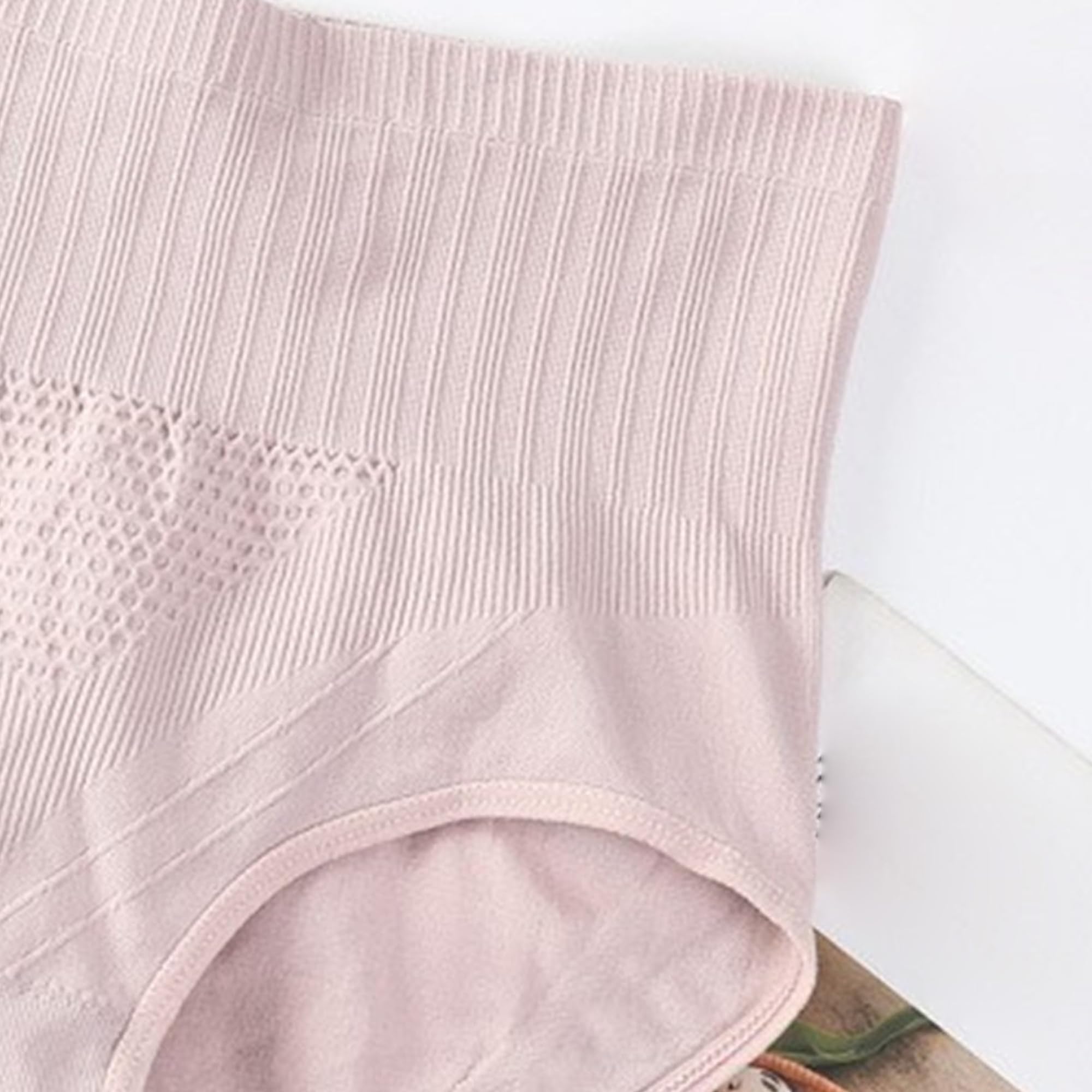 Paquete múltiple de bragas de cintura alta para mujer, ropa interior de recuperación de cesárea, ropa interior suave y elástica (rosa, 5 piezas, M)