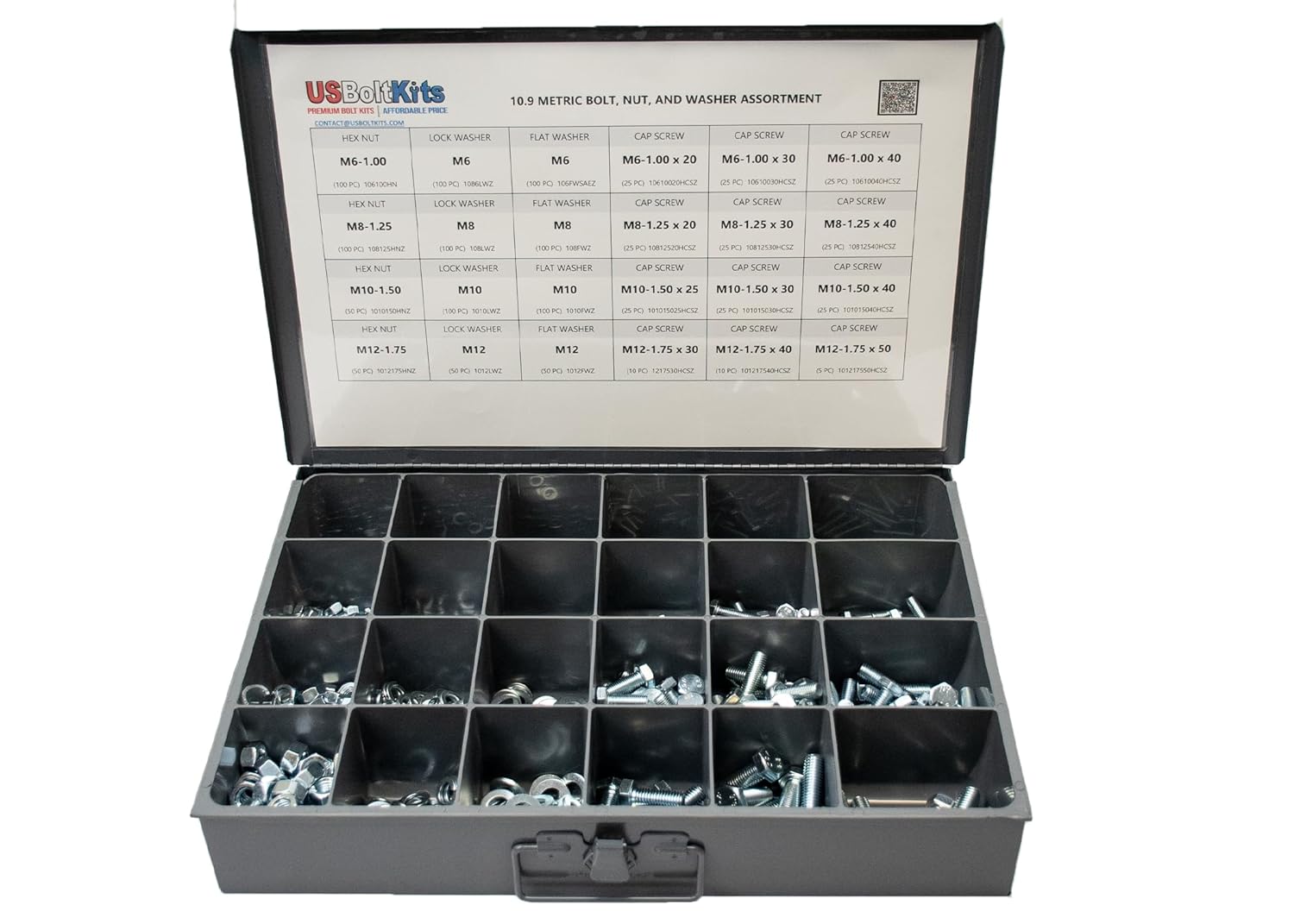 1250 Piece Metric Class 10.9 Coarse Thread Drawer Assortment