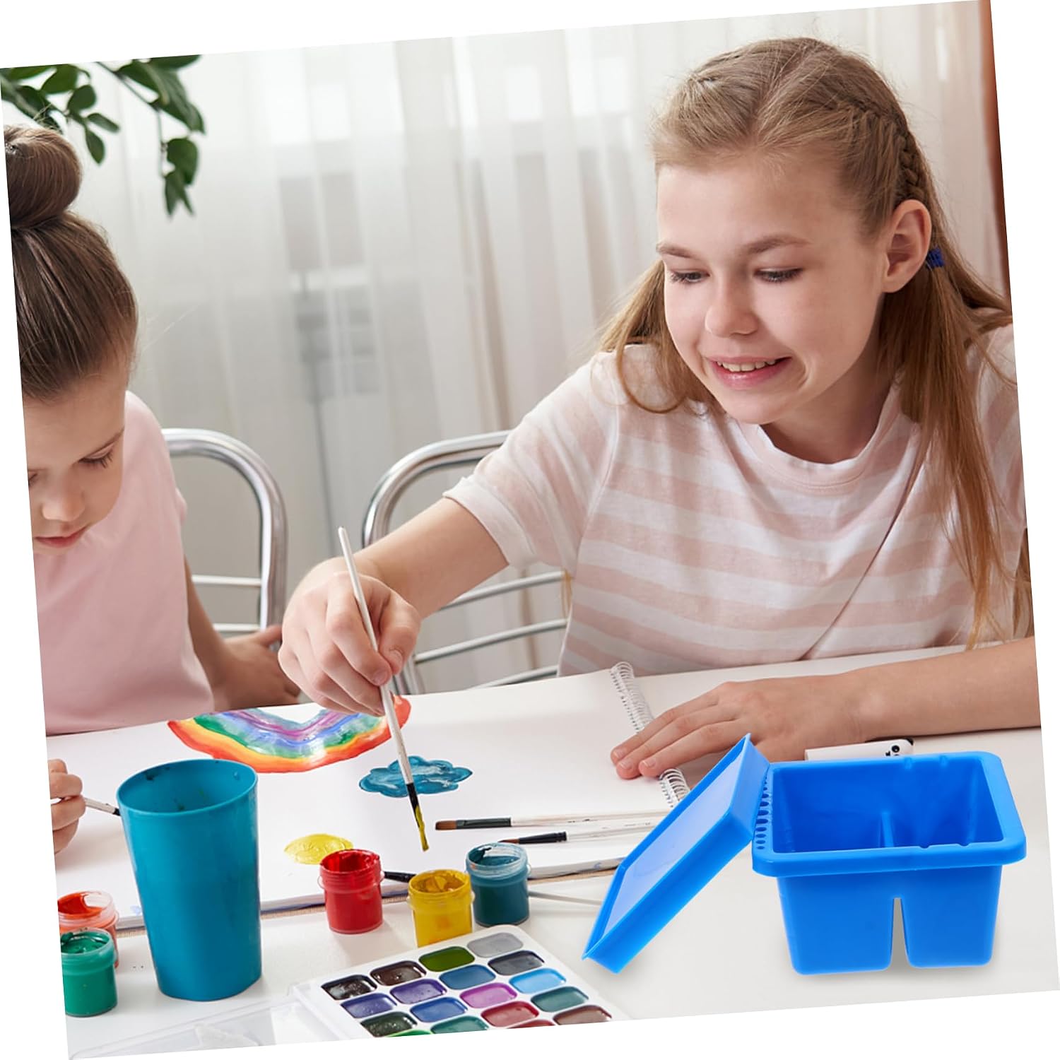 Paint Brush Cleaner with Removable Screen Plastic Square Washer Basin for Oil Painting and Watercolor Lightweight and Portable Art Tool for Washing