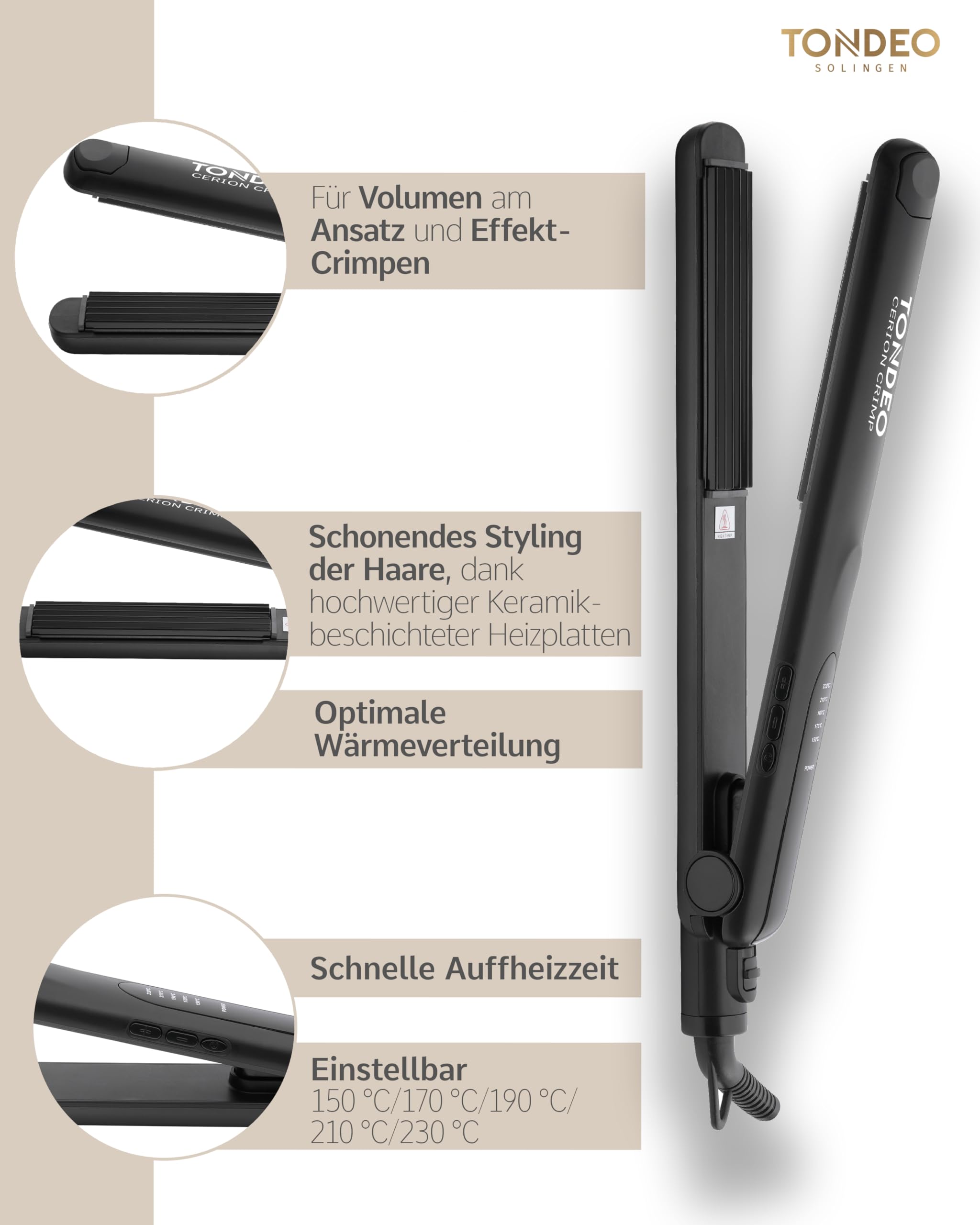 TONDEO Kreppeisen CERION CRIMP | professionelles Welleneisen