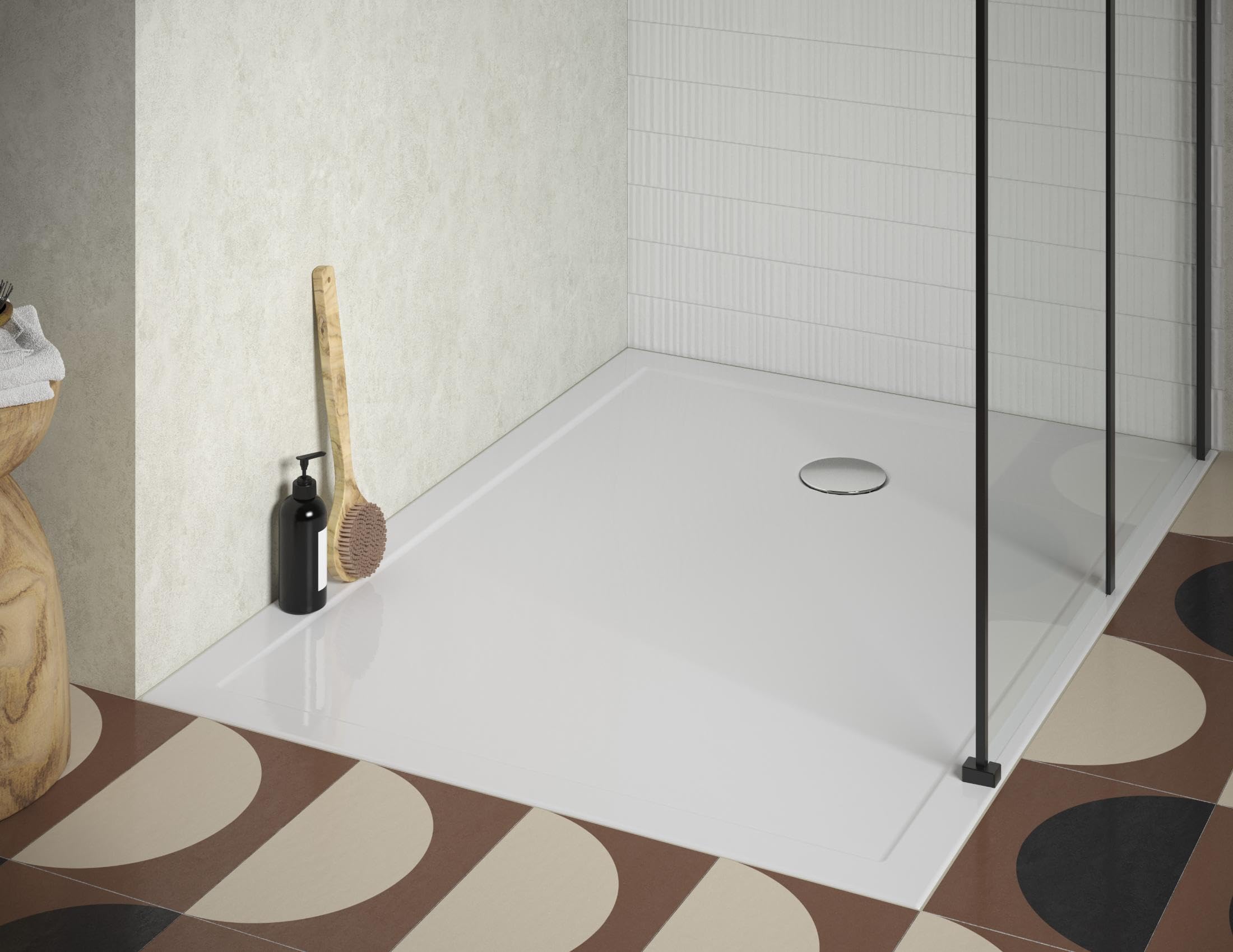 Receveur de douche 120 x 90 JACOB DELAFON Gaspard extra-plat céramique bonde à gauche
