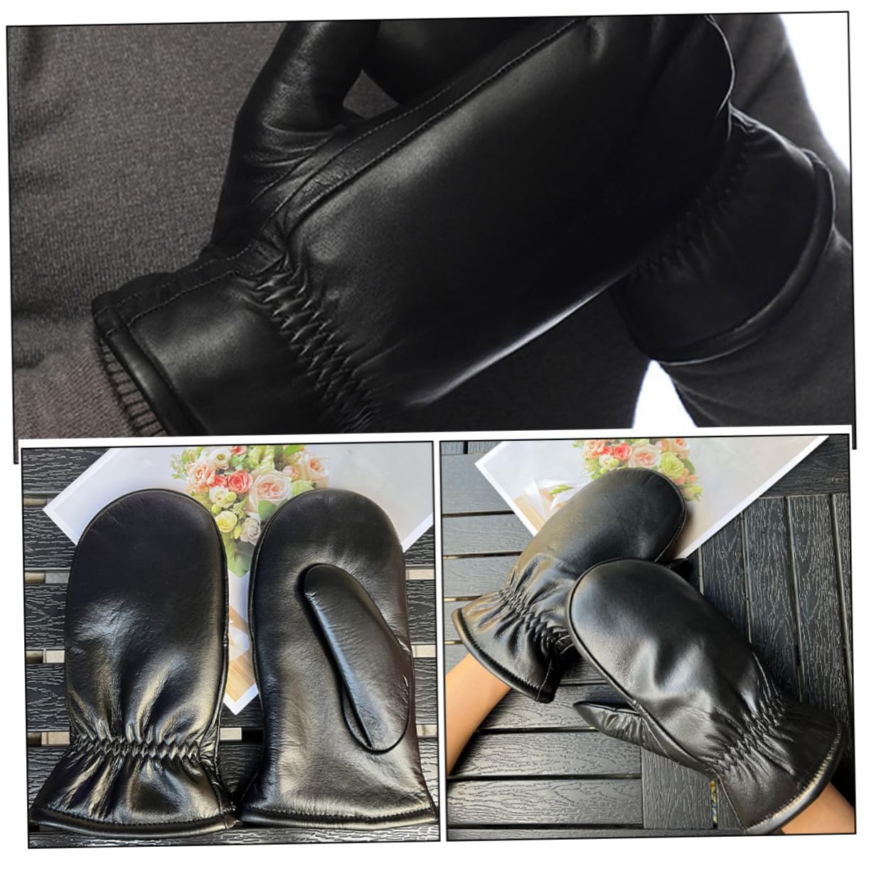Healvian Mitones De Cuero Para Hombre Guantes Térmicos Diseño Sin Dedos Para Climas Fríos y Actividades Múltiples