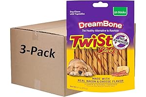 DreamBone Twist Stick Real Bacon Cheese Flavor, Rawhide Free Flavor Dental Chews
