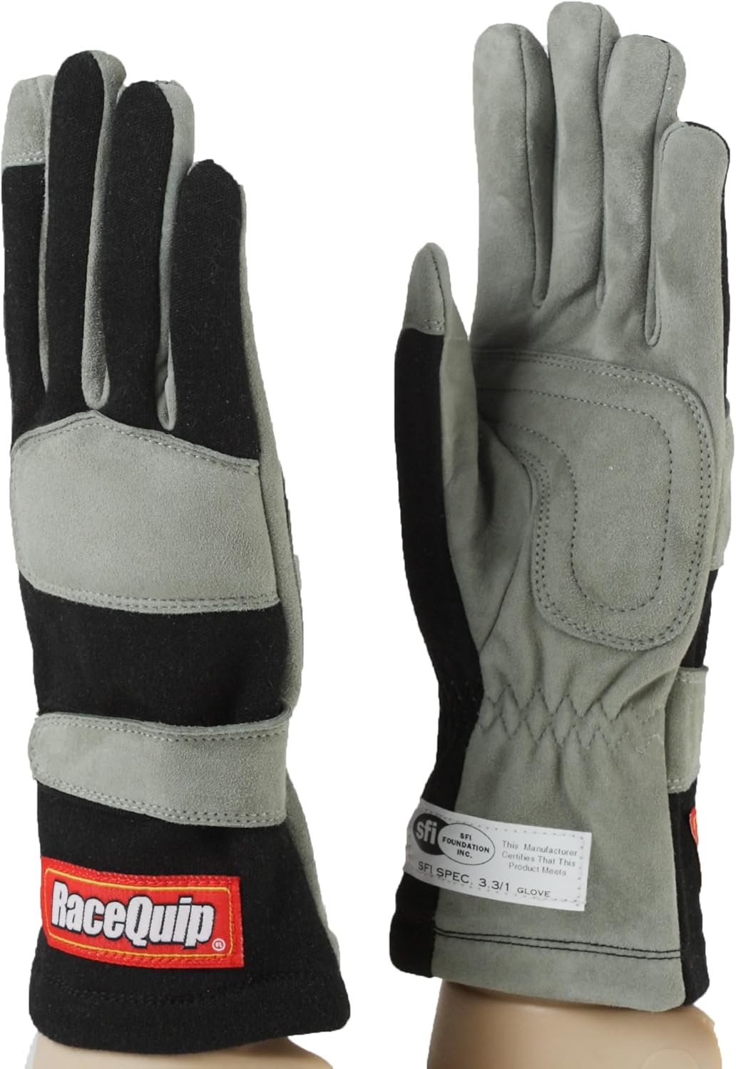 RaceQuip® 351003RQP 351 Series Driving Gloves - SFI 3.3/1 - Black/Gray - Medium