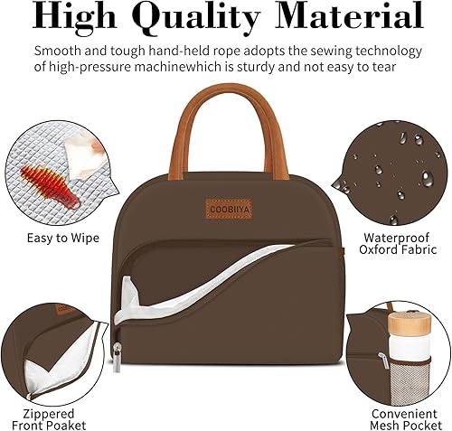 Miniatura 4 de Coobiiya Lonchera para mujeres, adultos, hombres, pequeña, a prueba de fugas, linda bolsa de almuerzo de gran capacidad, reutilizable, aislada,