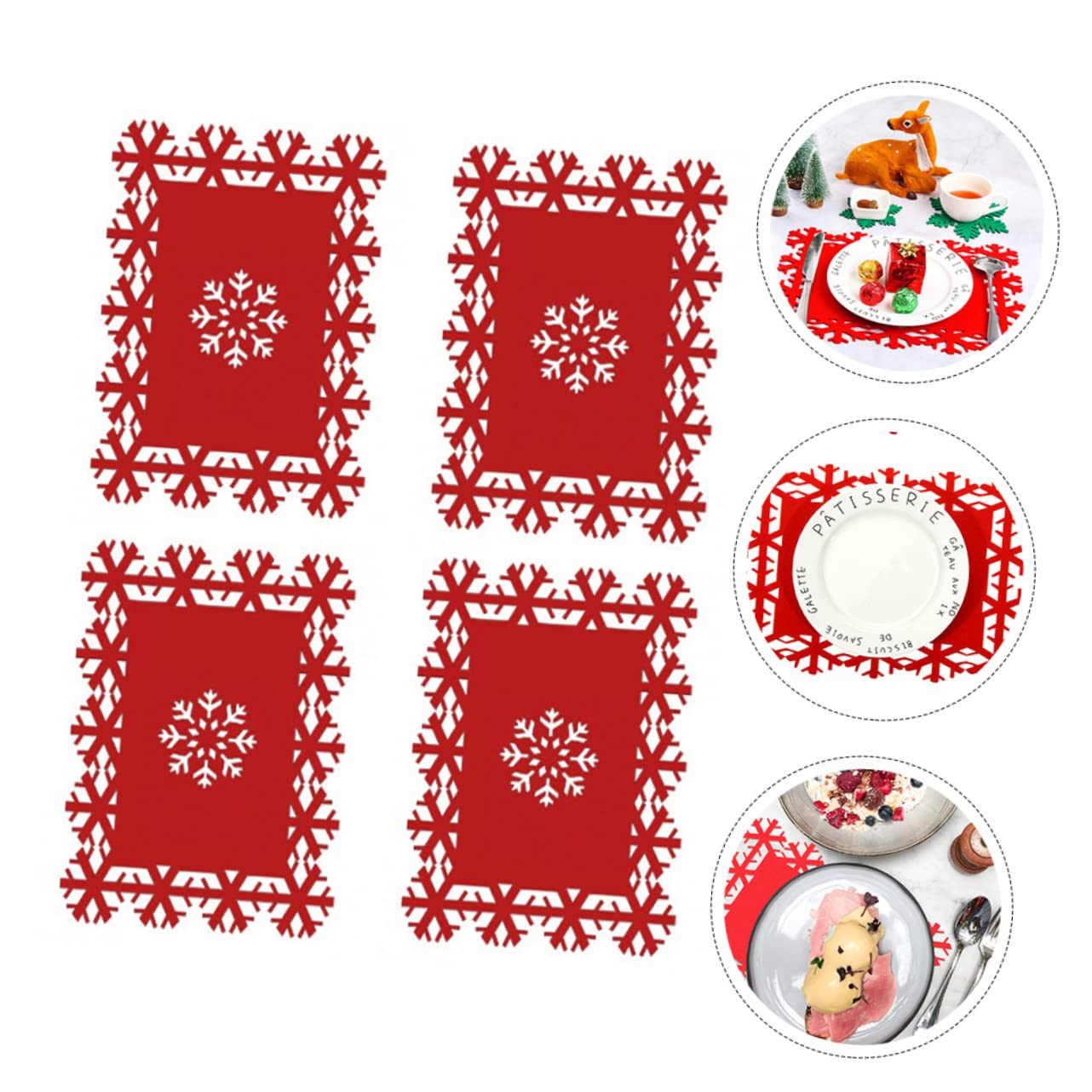 ABOOFAN Lot De 3 Sets De Table De Noël Chemin De Table Flocon De Neige Nappe Décorative pour La Décoration Intérieure 4 Pièces X 3