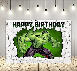 Green Superhero Backdrop for Birthday Party Supplies 5x3ft Brick Wall Photo Background for Hulk Theme Party Cake Table Decorations Baby Shower Banner