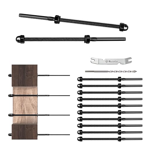 Paquete de 10 barandillas de cable negro, tensor roscado a mano para cable de 18 pulgadas para cable de 4x4, 2x2, madera, poste, cubierta, escalera, disponible en Yaxa Venezuela