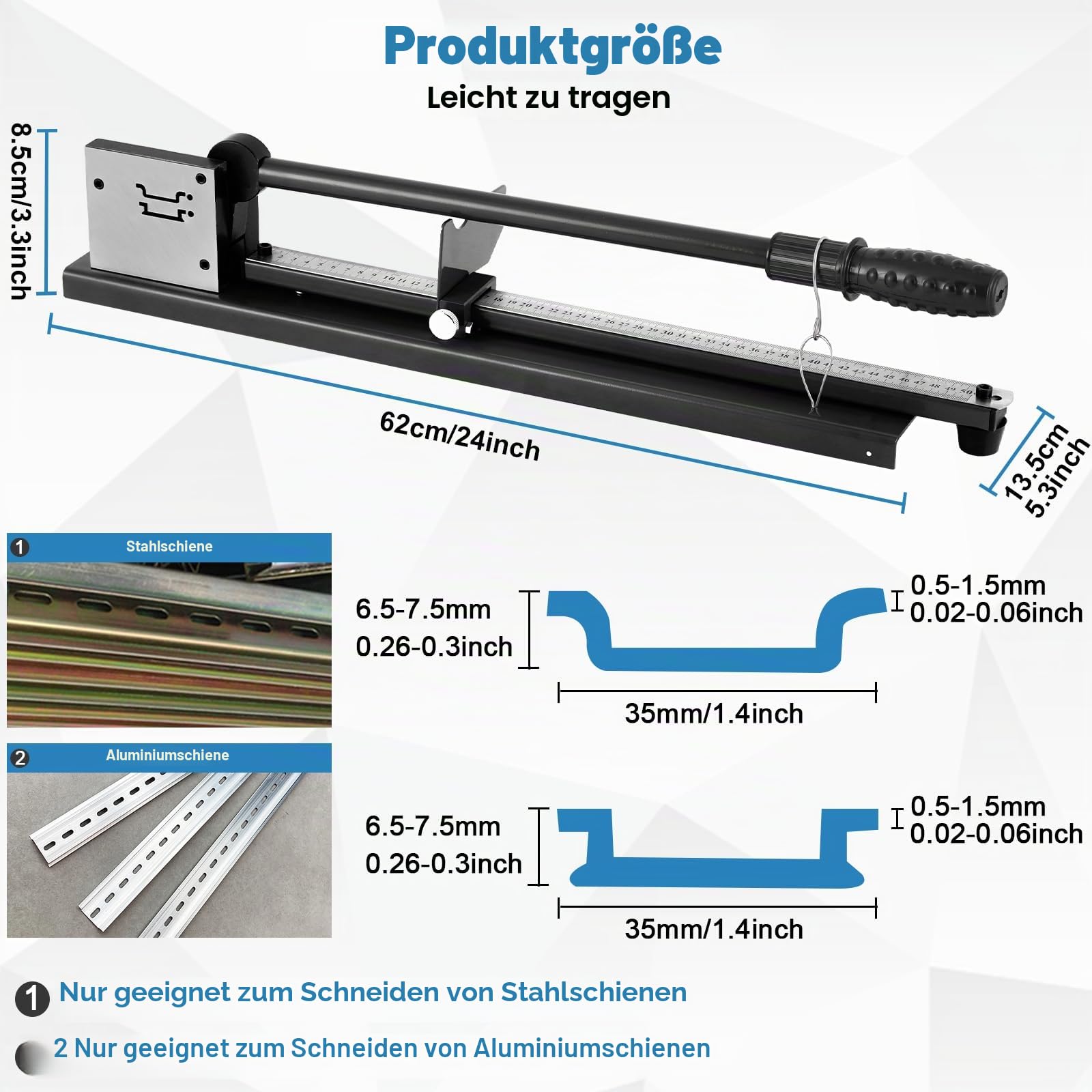 MXBAOHENG Doppelloch DIN Schienenschneider 35 * 7.5 mm Hutschiene Schneider