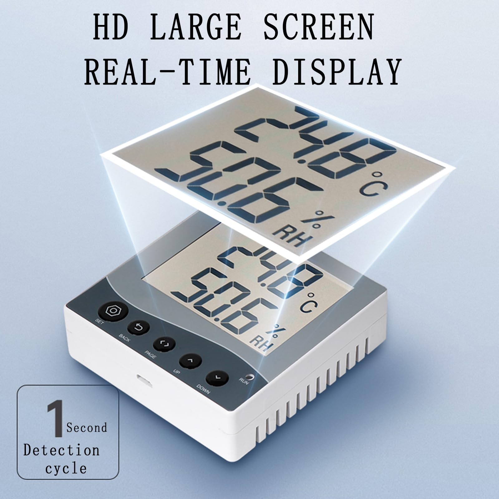 Igrometro Digitale da 3 Pollici, Monitor di Temperatura E umidità a Parete, con Display LCD, Sensore di Temperatura Interna, per Serra, Camper, Congelatore, Stanza