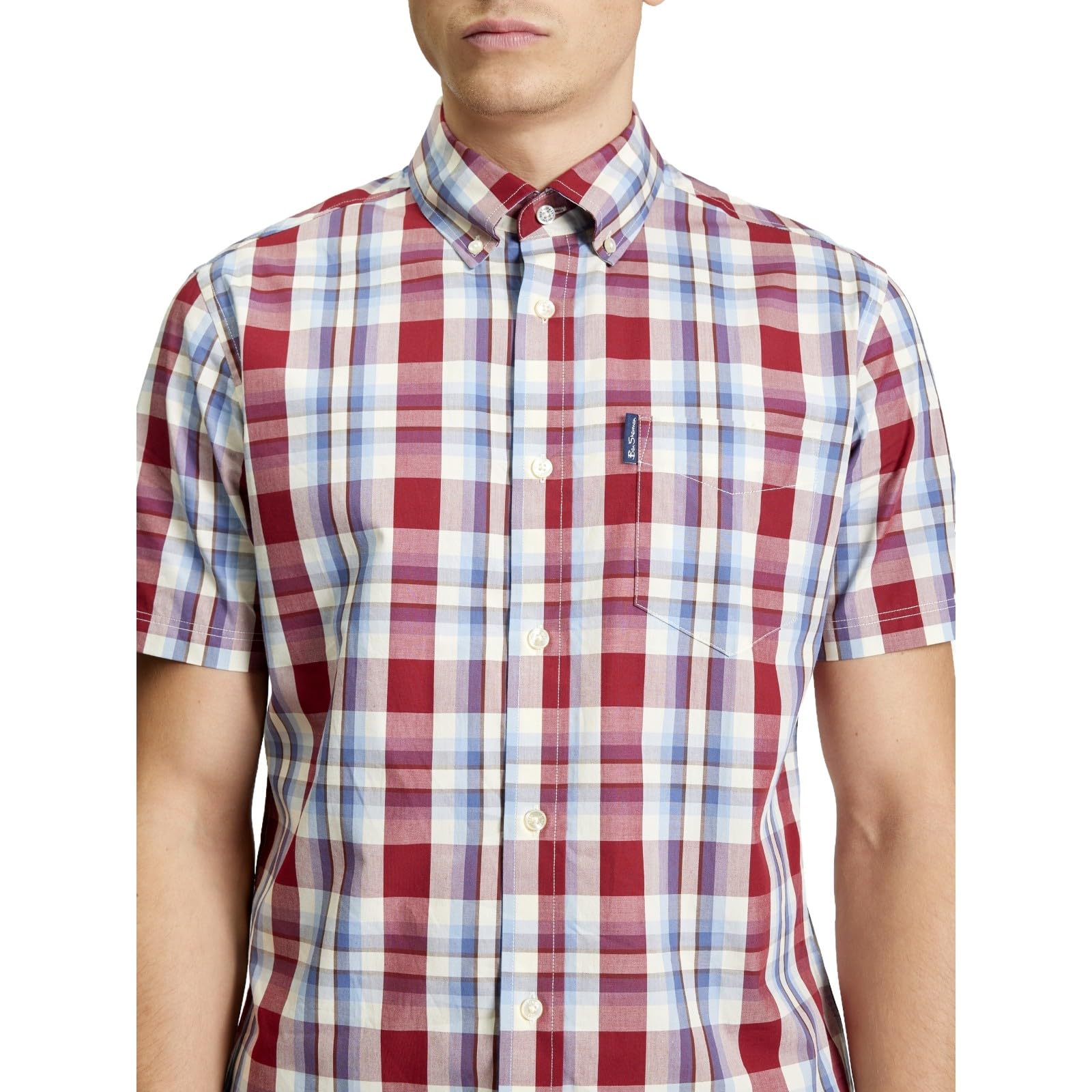 Ben Sherman Camisa de manga corta a cuadros para hombre
