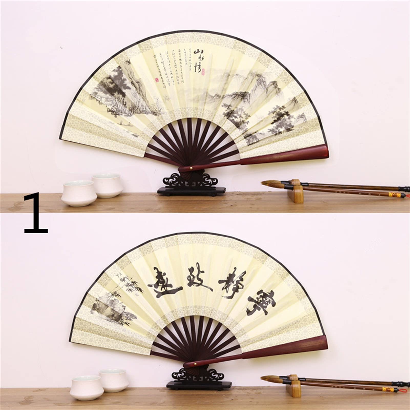 LKLNKVL folding fan, Folding Hand Fan - 1Pc Portable Retro Hand-held Chinese Style Decorative Handle Dancing for Wedding Photography Props(1)