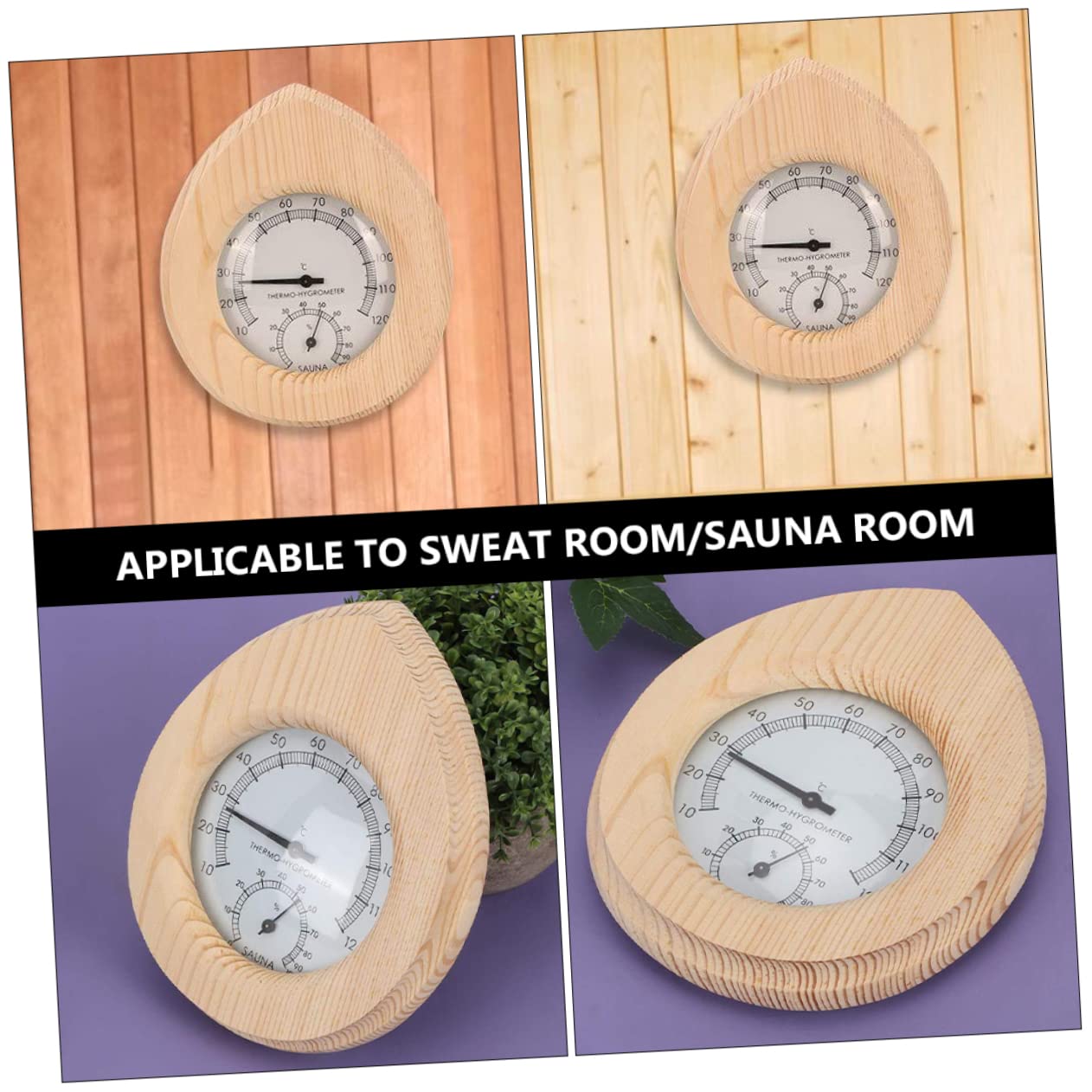 Termómetro E Higrómetro de Madera para Sauna, Beige, Fácil Lectura