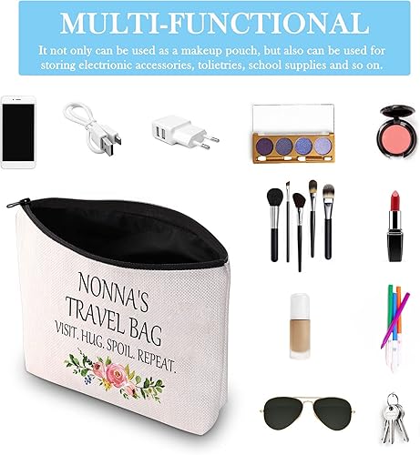 Miniatura 10 de GJTIM Nonna Regalo para abuela de nietos Nonna regalo de viaje abuela bolsa de maquillaje bolsa de maquillaje, Negro -