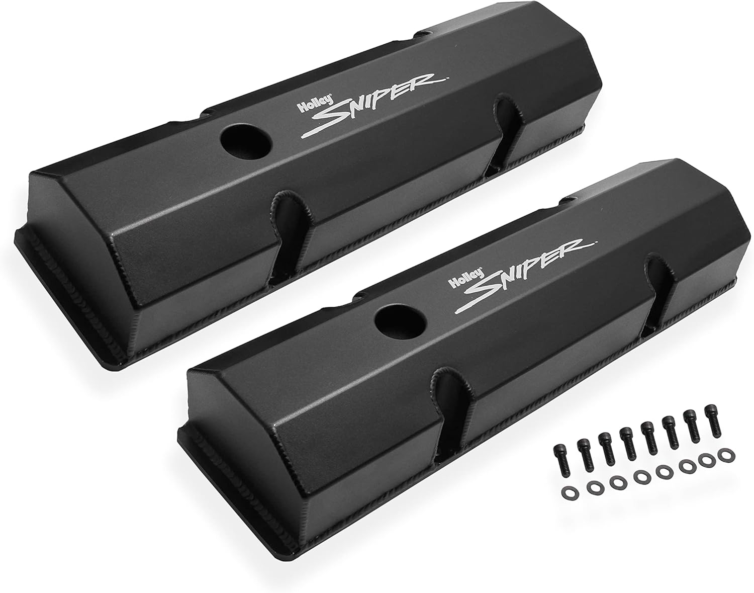 Holley 890010B Aluminum Valve Cover Set Flat Top w