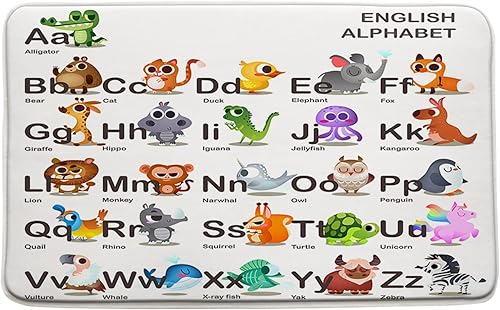 Miniatura 10 de Tapete de baño con letras de dinosaurio de dibujos animados, herramienta educativa de la A a la Z, divertidas palabras de enseñanza, letras