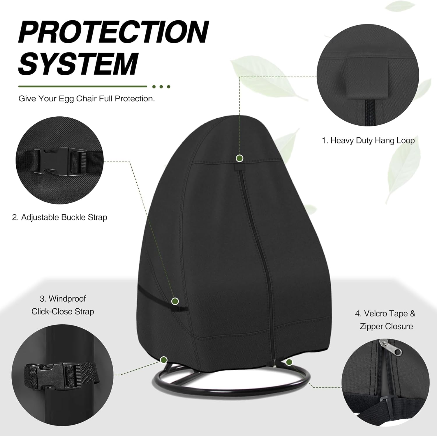 Porch Shield Patio Hanging Egg Chair Cover - 600D Waterproof Outdoor Single Seat Wicker Swing Egg Chair with Stand Protector, Black 3 71wbDu5Ck8L. AC SL1500