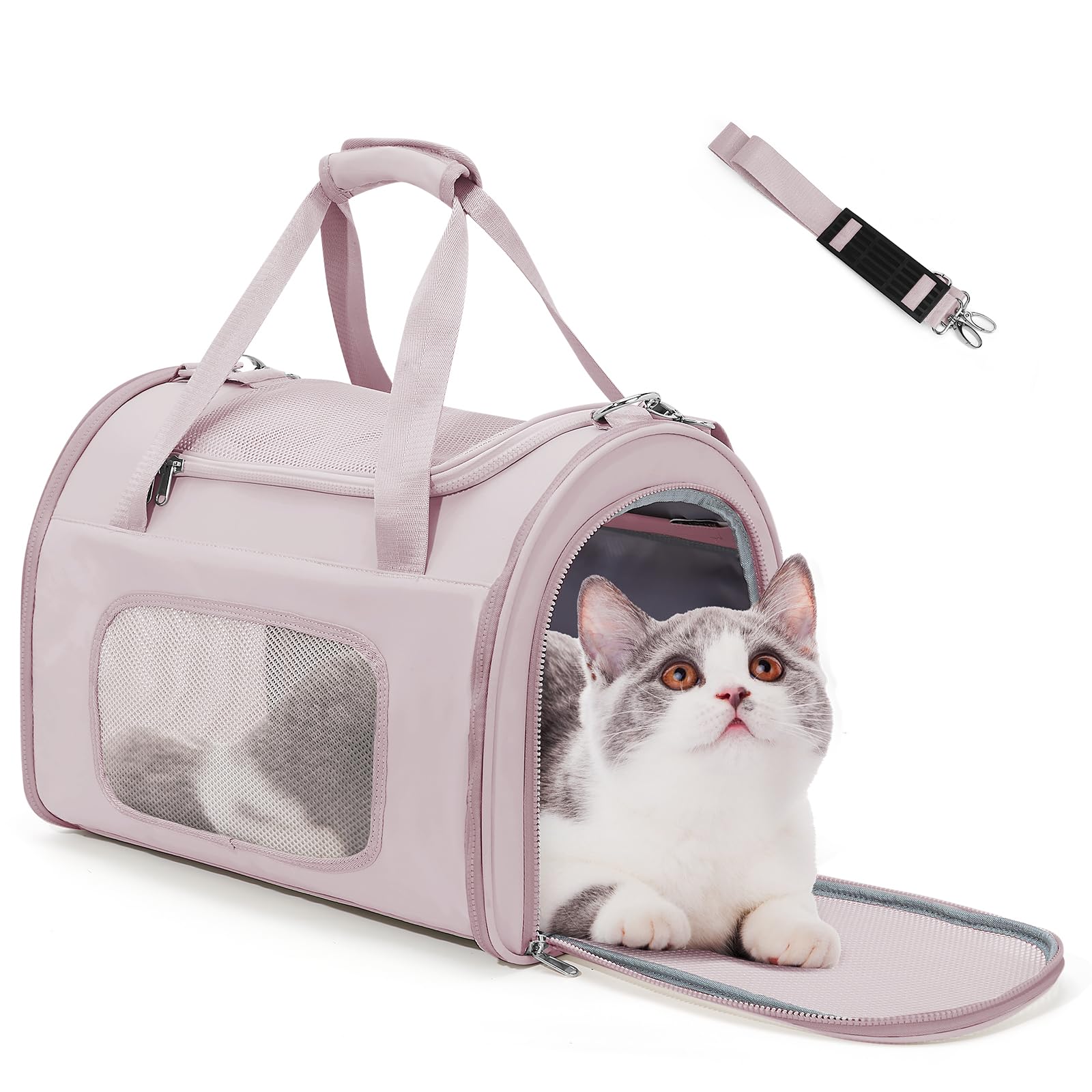 Cat Carrier Soft Sided, Large Travel Pet Carrier Airline Approved, Pet Carrirt for Cats Kitten Puppy Under 20lbs, Pink