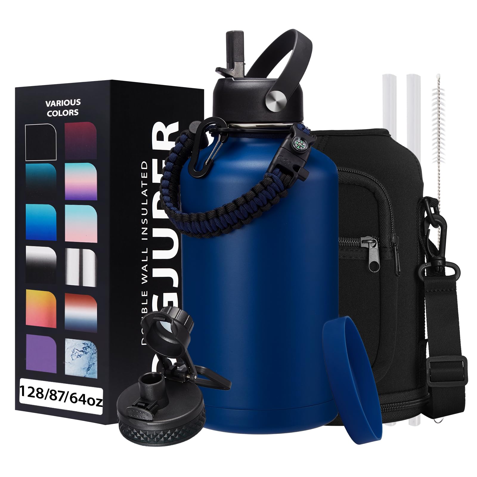 Amazon.com : 64OZ Insulated Water-Bottles with Straw - Spout Lid