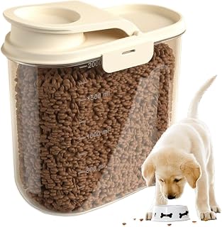 Dog Food Container | Dog Food Storage Container | Airtight Çontainer | Transparent Large Capacity Bin | Dust-Proof Pet Foods Bucket | Dry Foods Dispenser For Home Apartment Travel