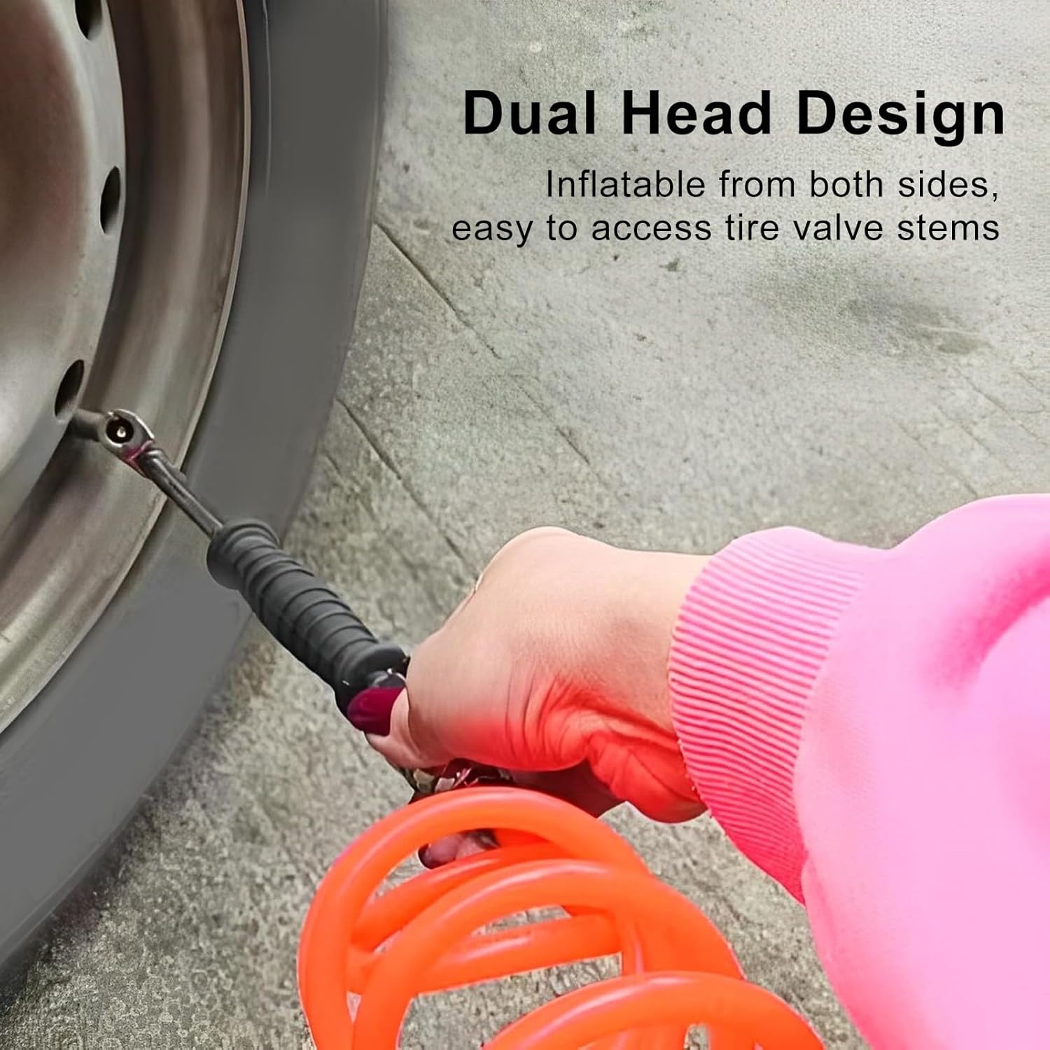 4 Pcs Dual Head Air Chuck, 1/4 Inch Female NPT Tire Inflate Chuck, Dual - End Inflation Valve for Car Motorcycle Bike Truck, Stainless Steel with Rubber Grip