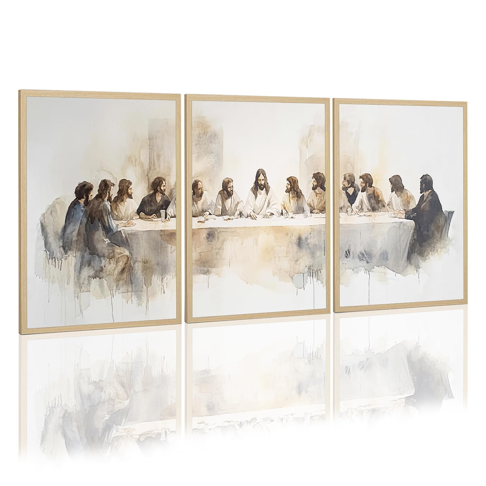 The Last Supper Wall Art 3 Piece Christian Wall Decor Scripture Jesus Pictures for Living Room Religious Christian Posters for Dining Room Bible Verse Art Biblical Canvas Prints 16x24 Inch Unframed