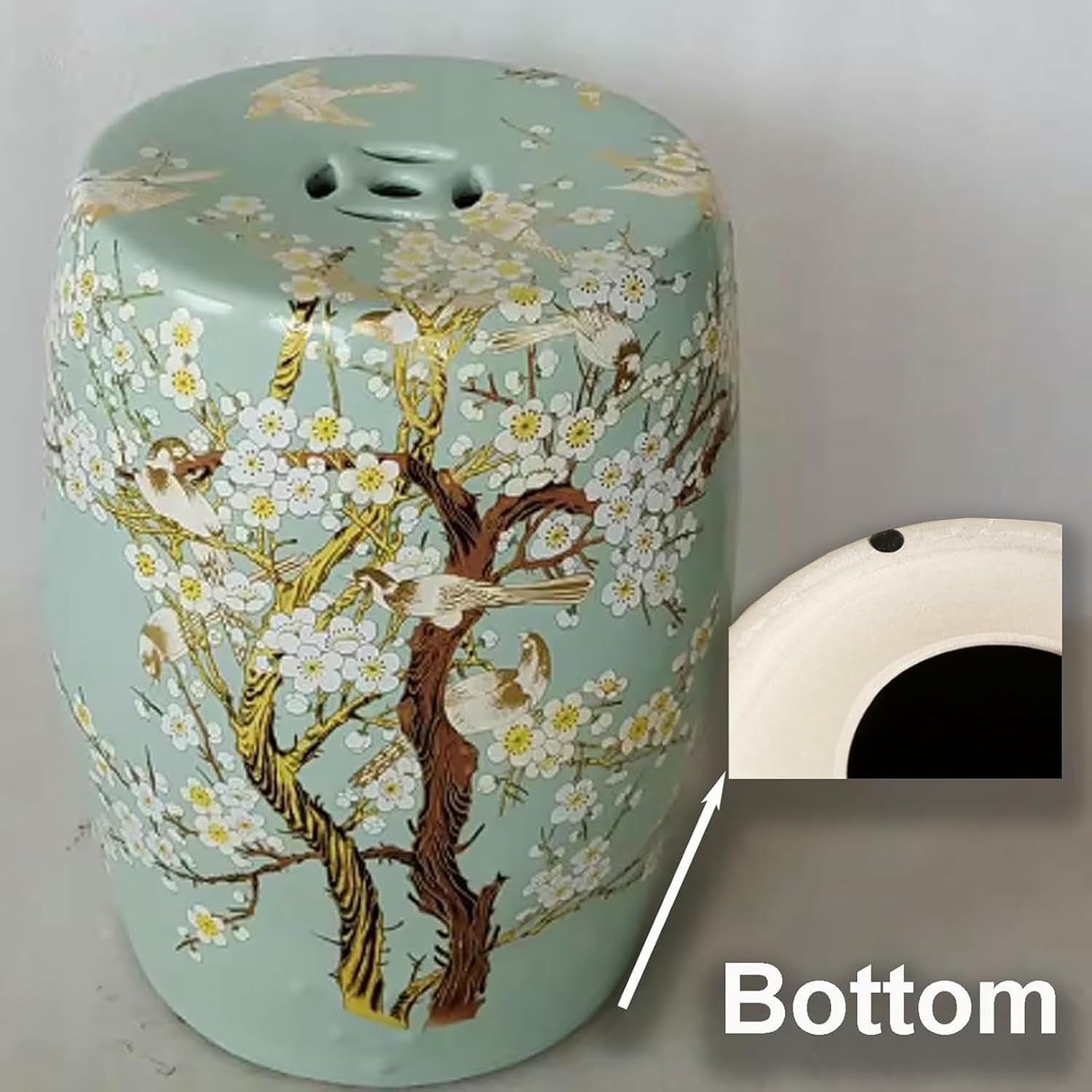 Garden Stool, Ceramic Decorative Garden Stool, Glazed Hand-Painted Stool, Garden Decorations for Yard, Porch, Backyard(Purple)