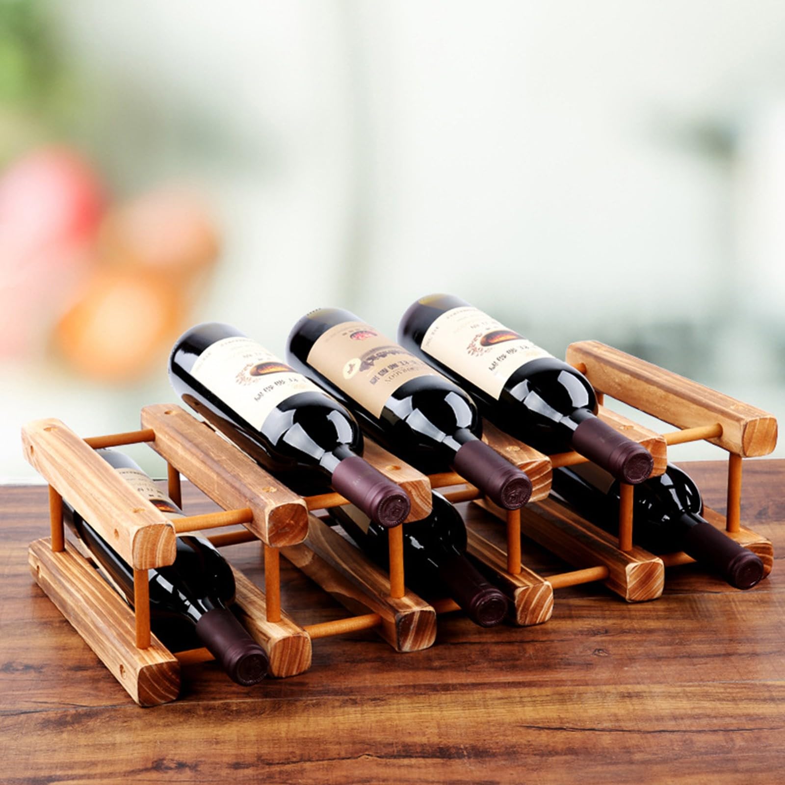 Estante De Vino De Madera, Soporte De Almacenamiento De Bebidas, Botellero De Madera Apilable, Estantes De Almacenamiento De Vino De Bricolaje, Para Cocina, Despensa, Bodega, Bar Baked,12stick