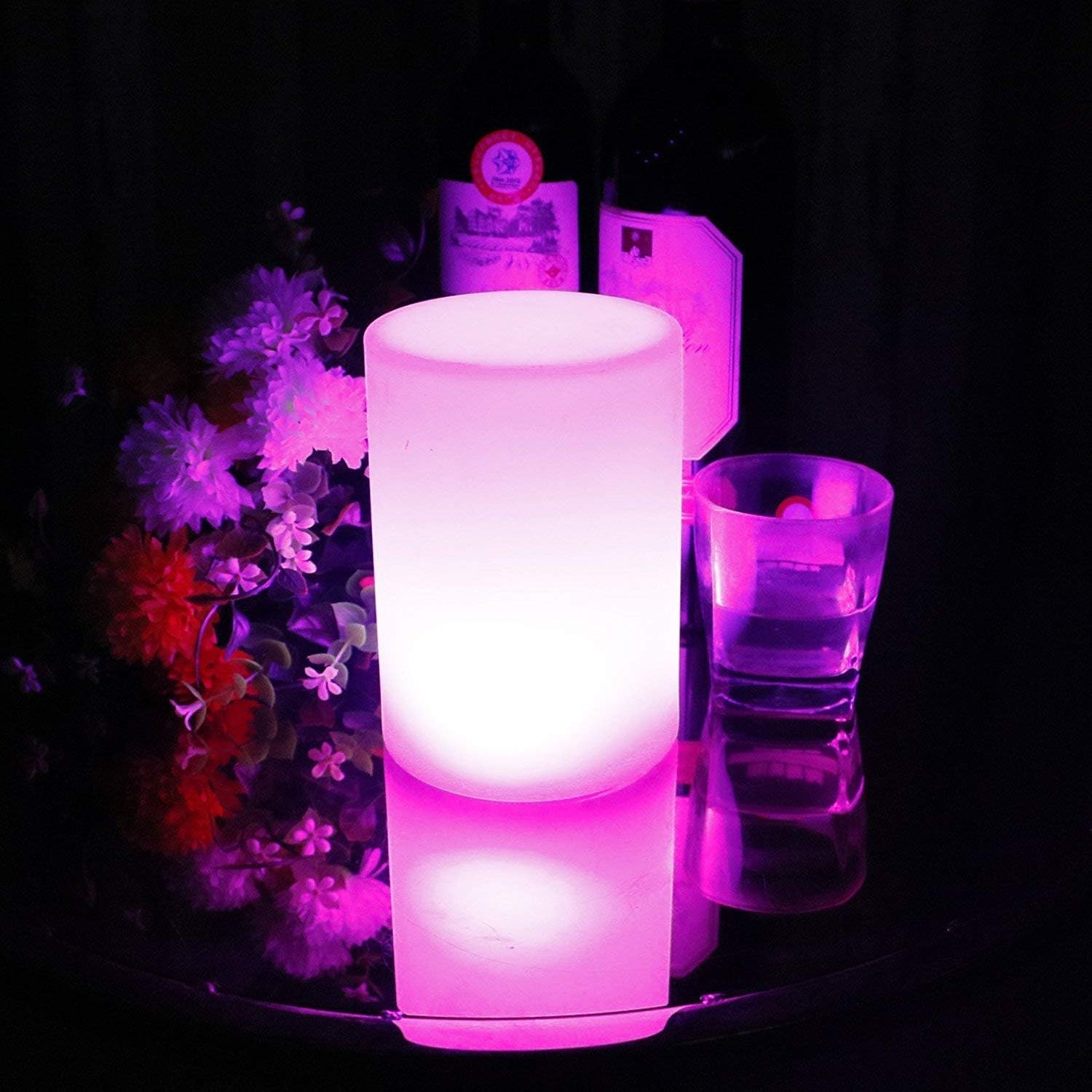 Cylinder Shape Color LED Mood Lamp, Rechargeable Dimmable Night Light with Remote Control 16 Dimmable Colors 4 Effects for Kids and Adults,Ambient Decorative Party Lighting (10 * 15cm)